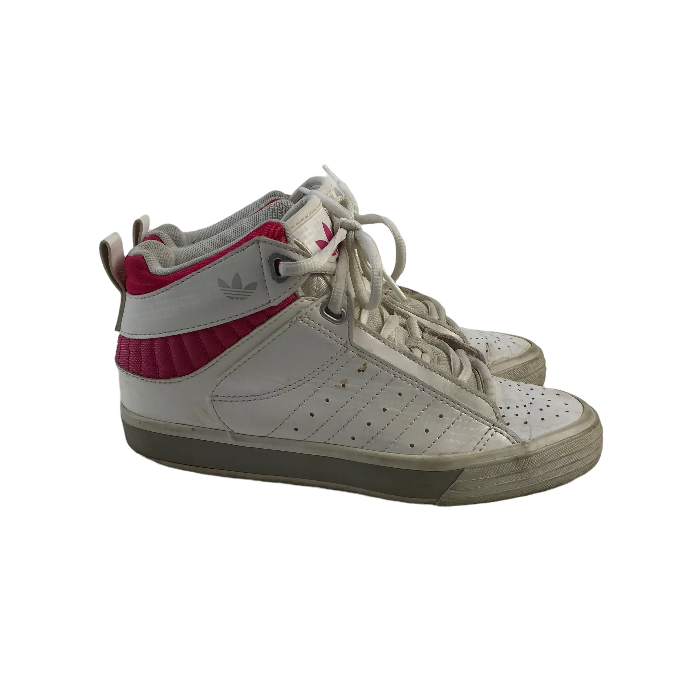 Adidas White and Red High Tops Trainers Size UK 4