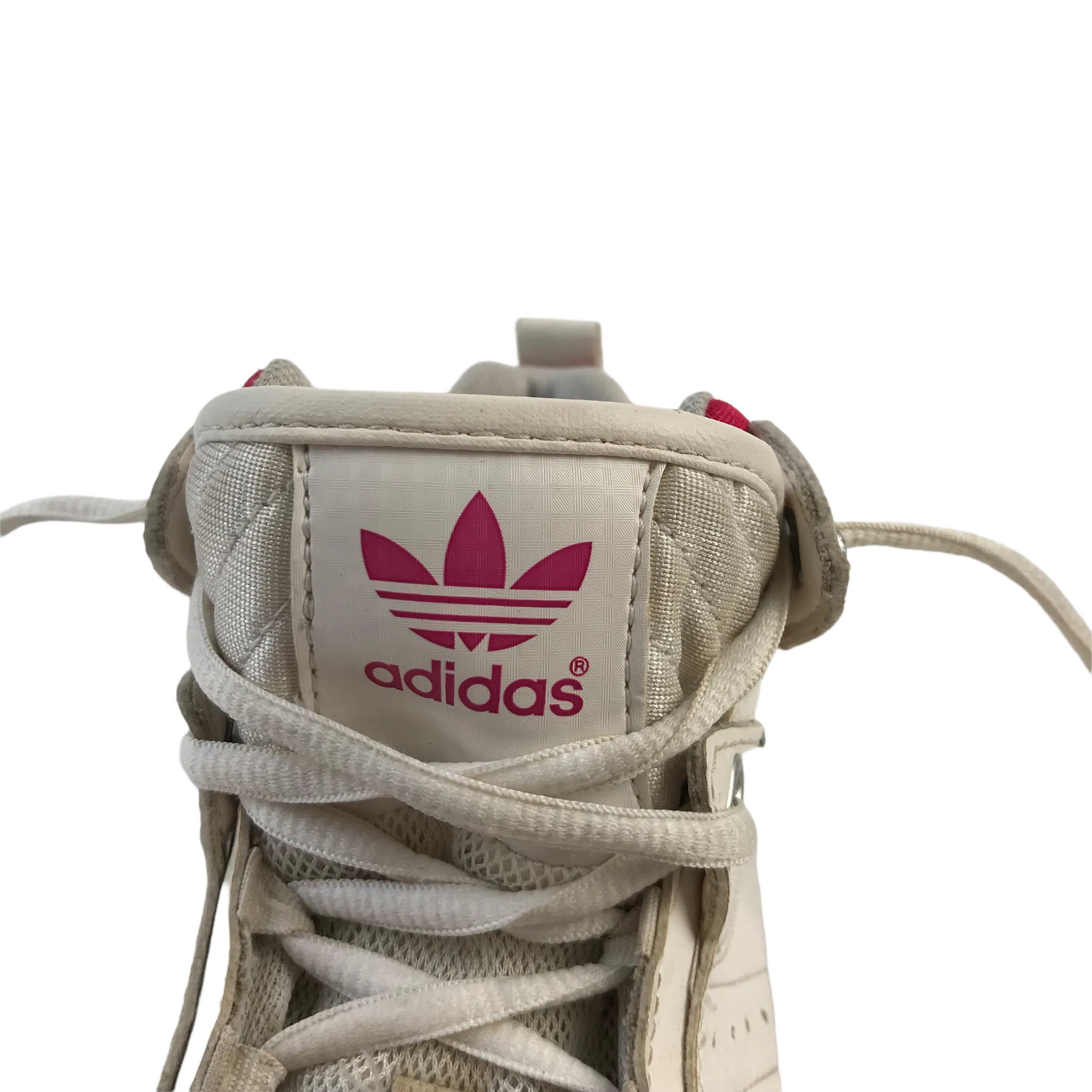 Adidas White and Red High Tops Trainers Size UK 4