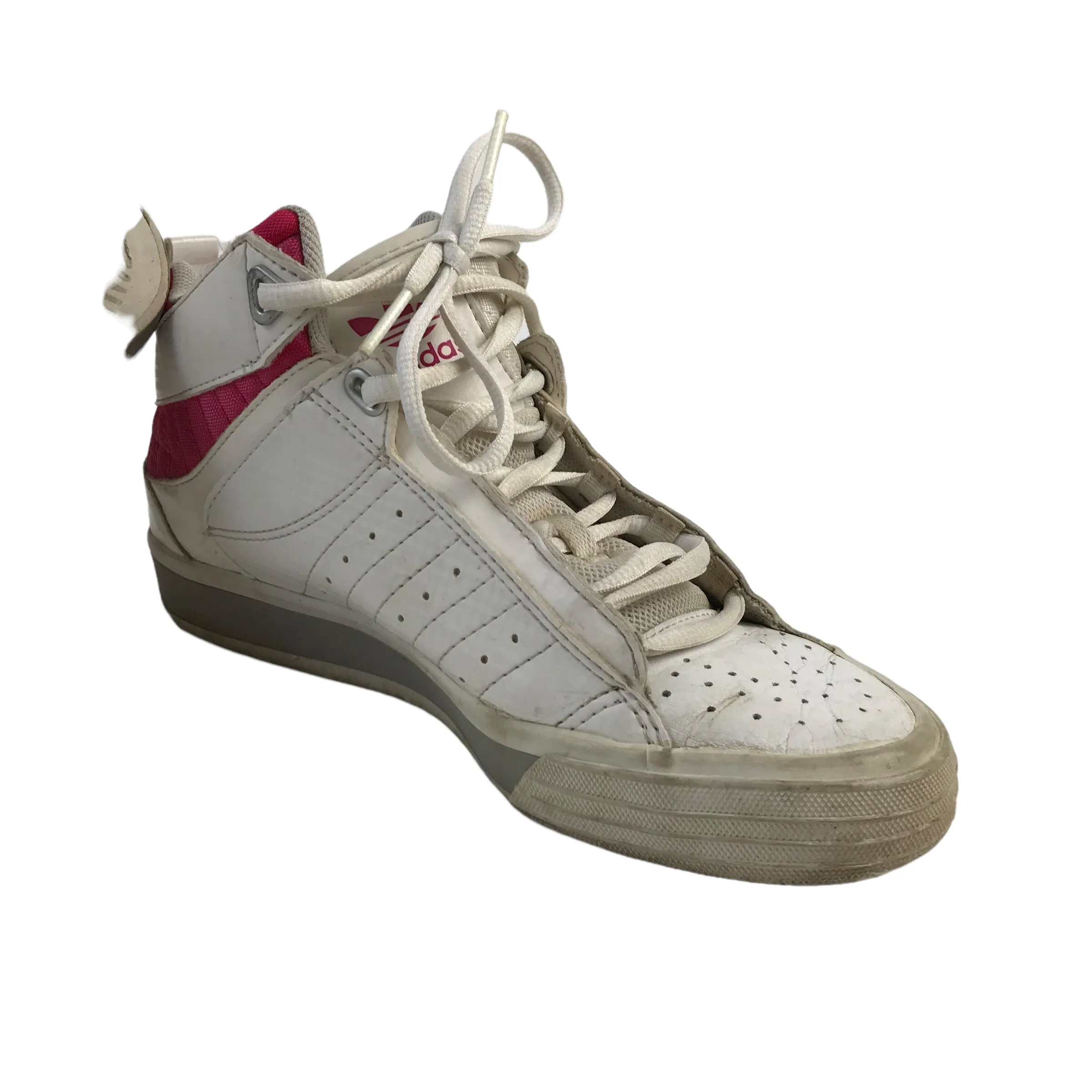 Adidas White and Red High Tops Trainers Size UK 4