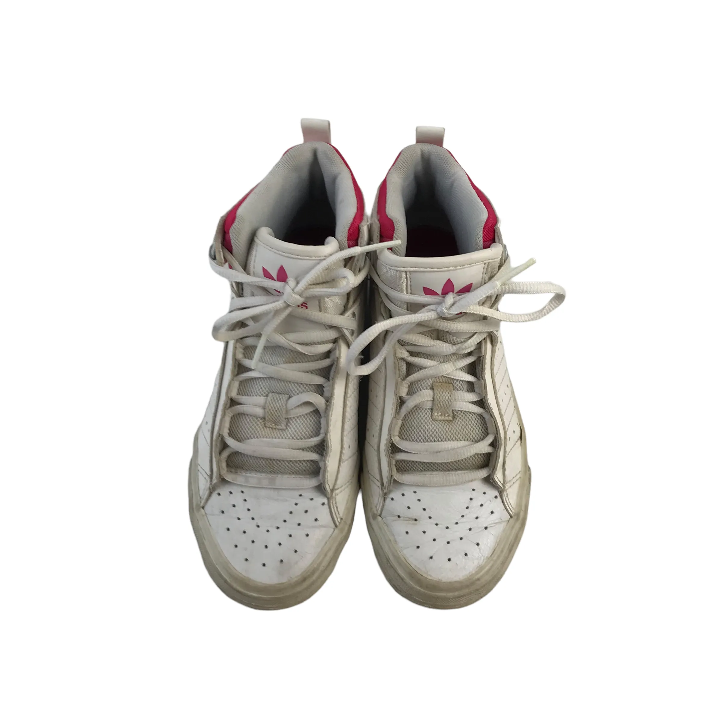Adidas White and Red High Tops Trainers Size UK 4