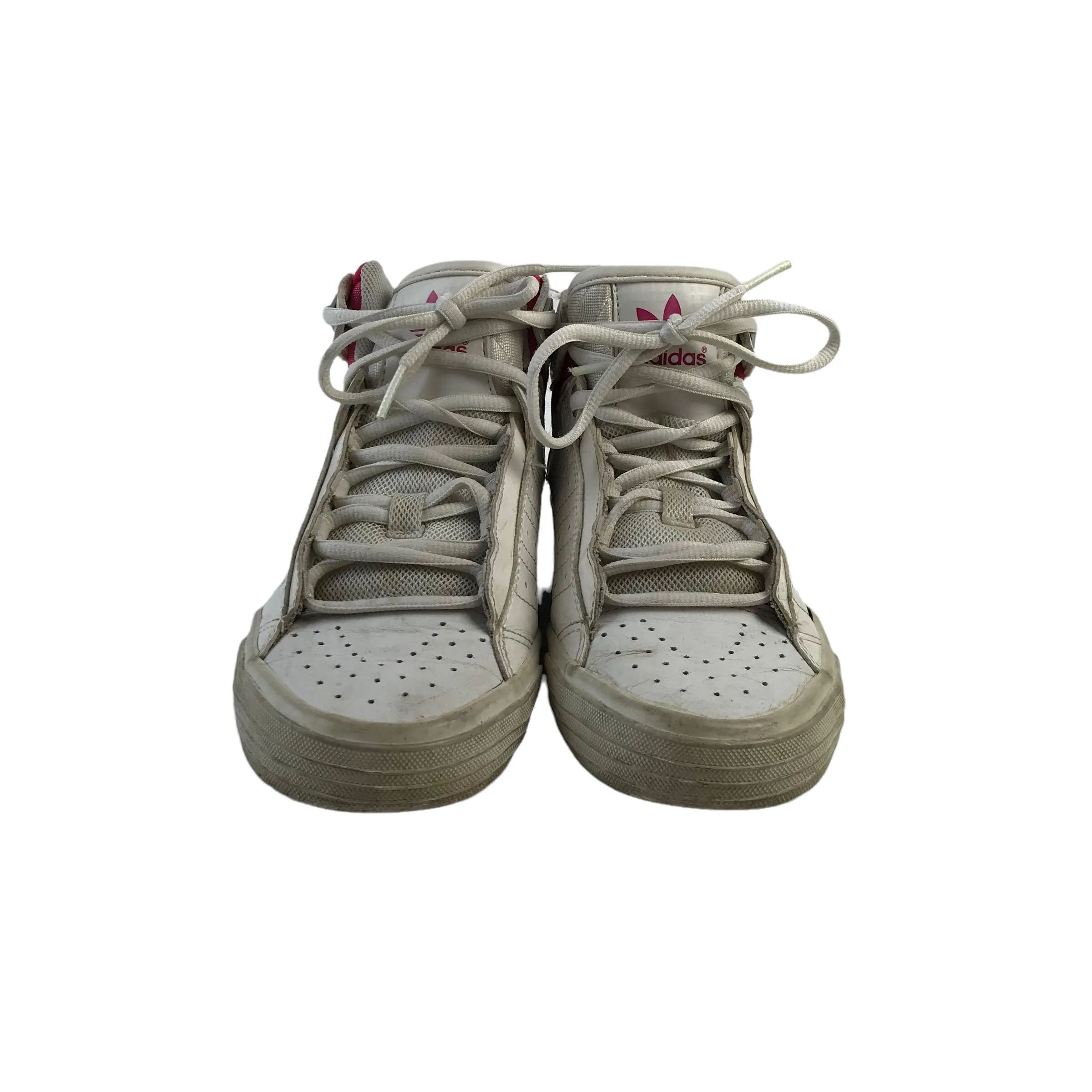 Adidas White and Red High Tops Trainers Size UK 4