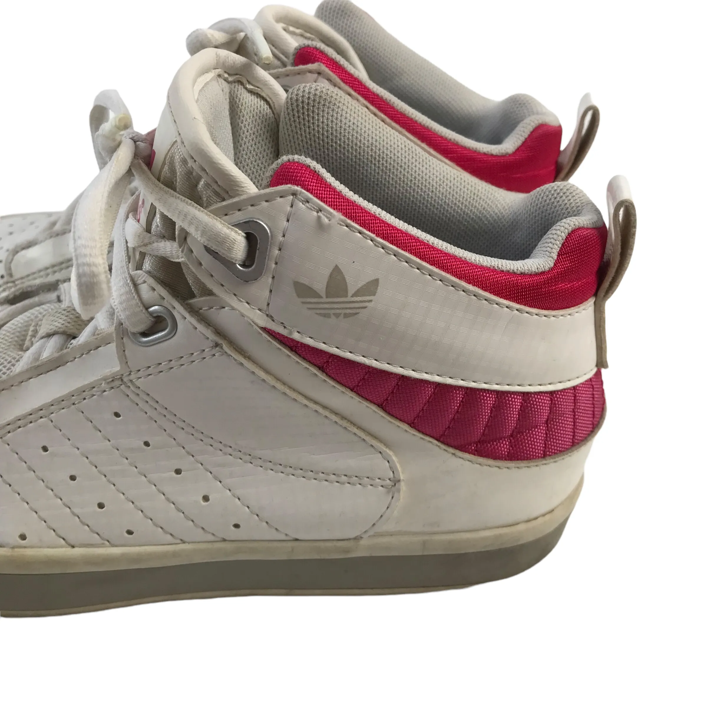 Adidas White and Red High Tops Trainers Size UK 4