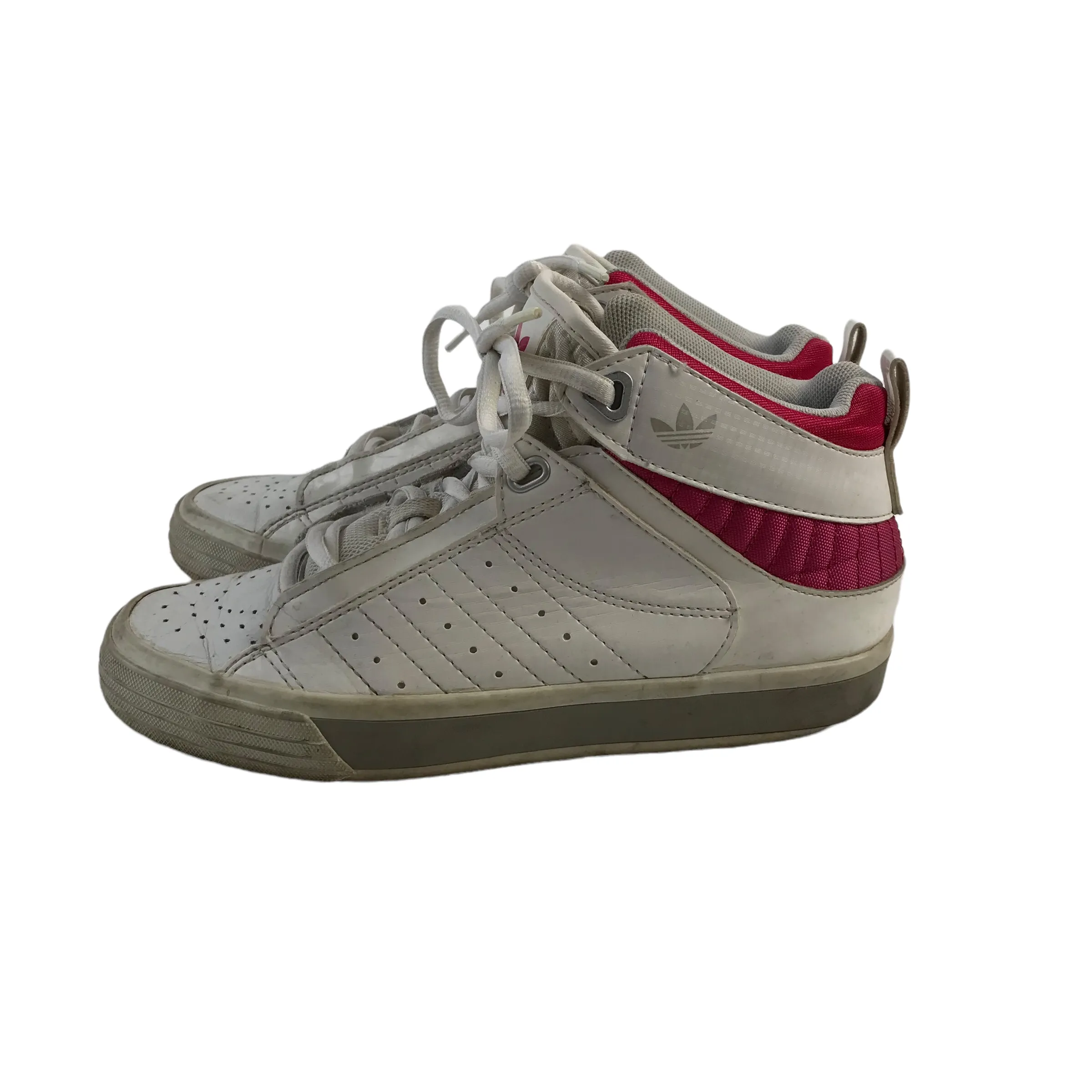 Adidas White and Red High Tops Trainers Size UK 4