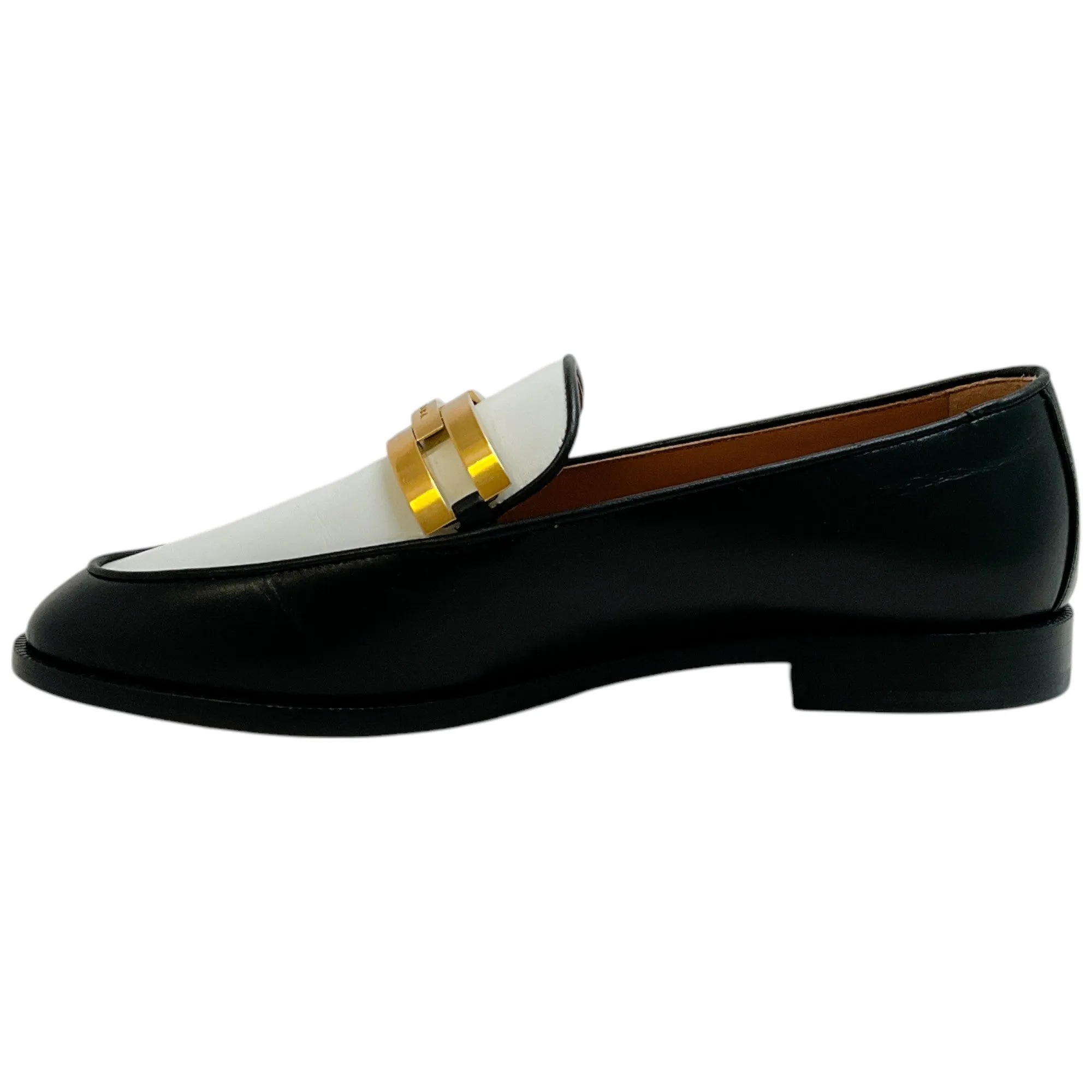Aquazzura Black / White Brandi Moccasin Loafers