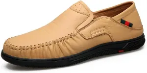 Asifn Mens Casual Loafers Leather Comfortable Business Shoes Lightweight Breathable Work Non-Slip Driving
