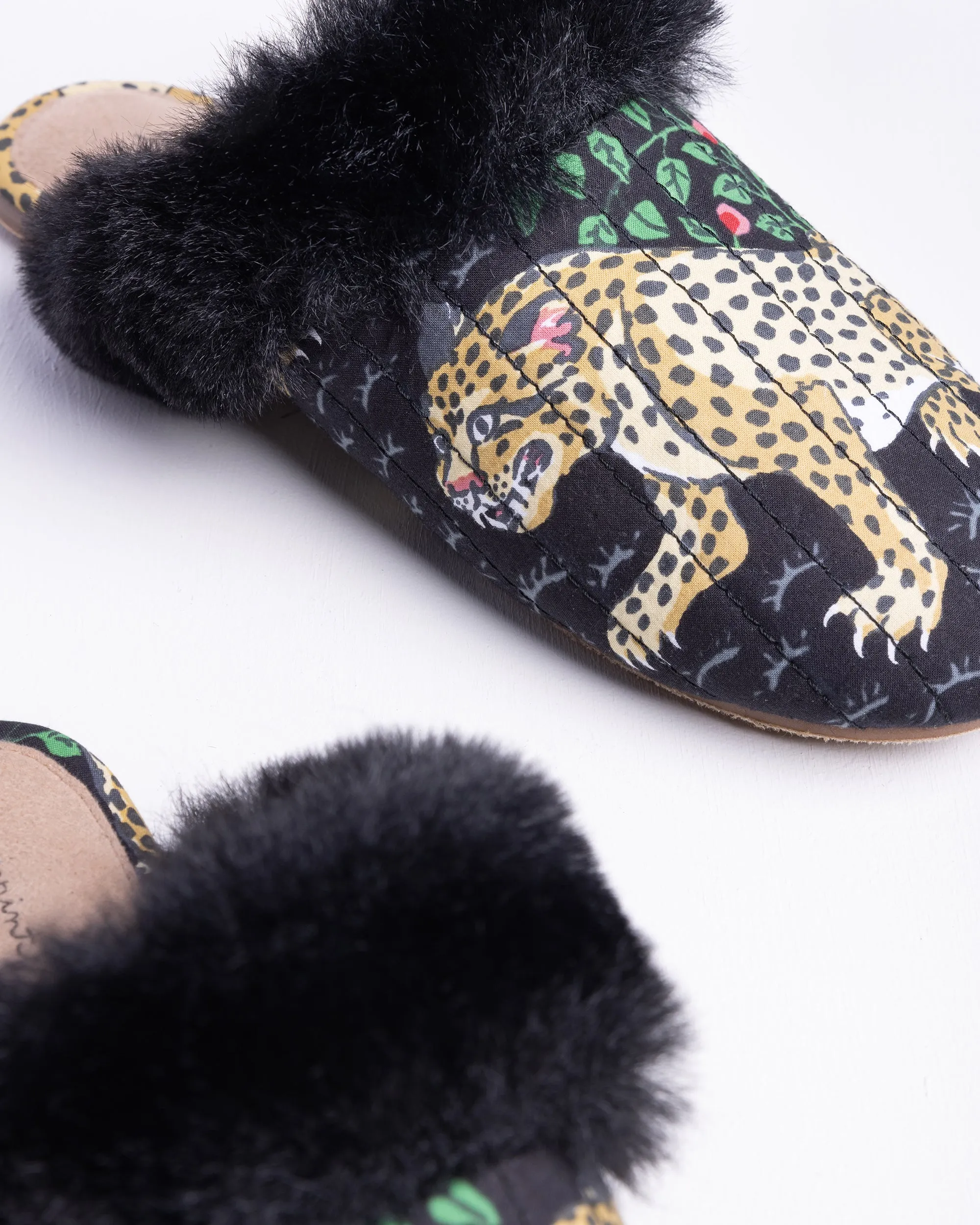 Bagheera - Quilted Faux Fur Slippers - Ink