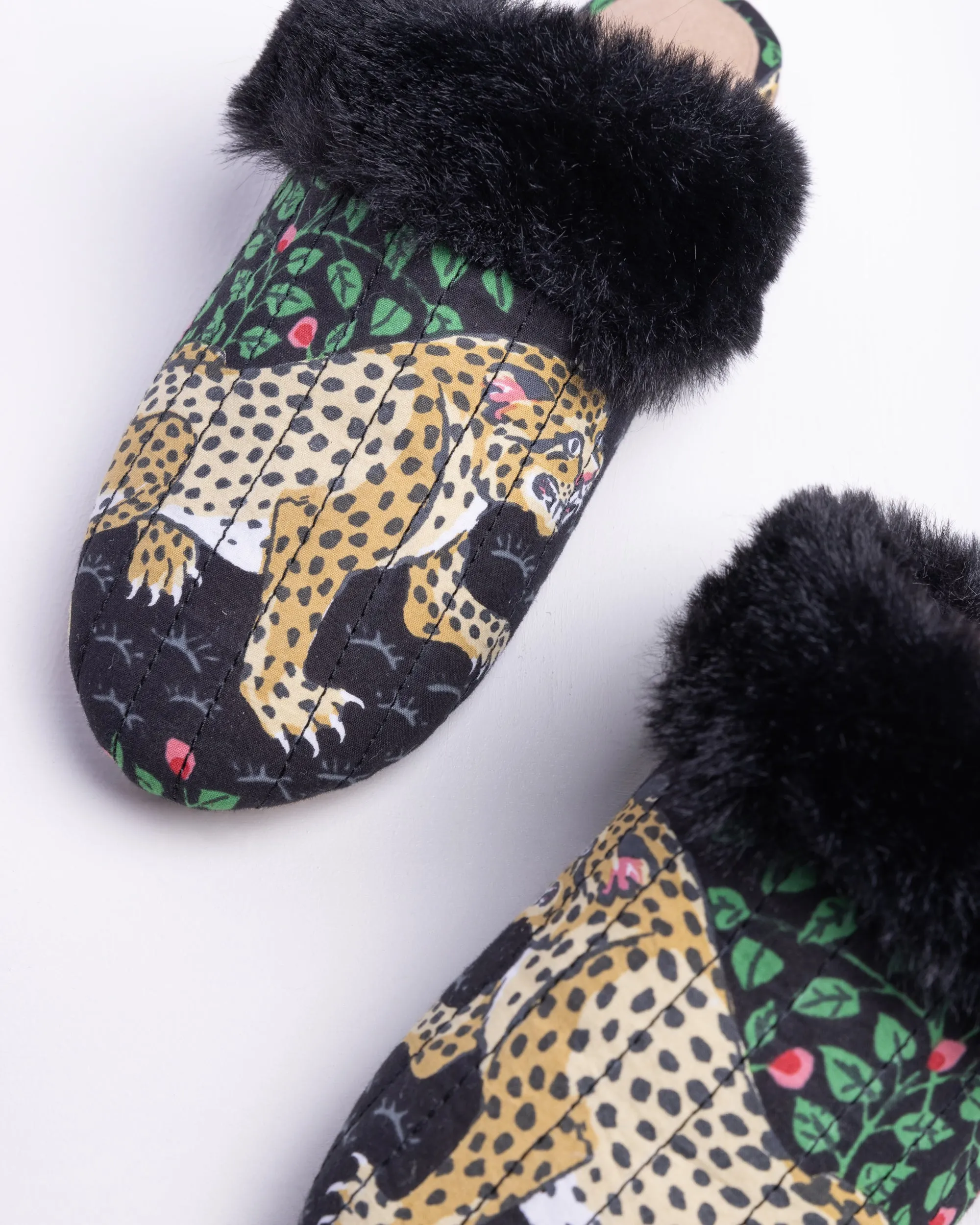 Bagheera - Quilted Faux Fur Slippers - Ink