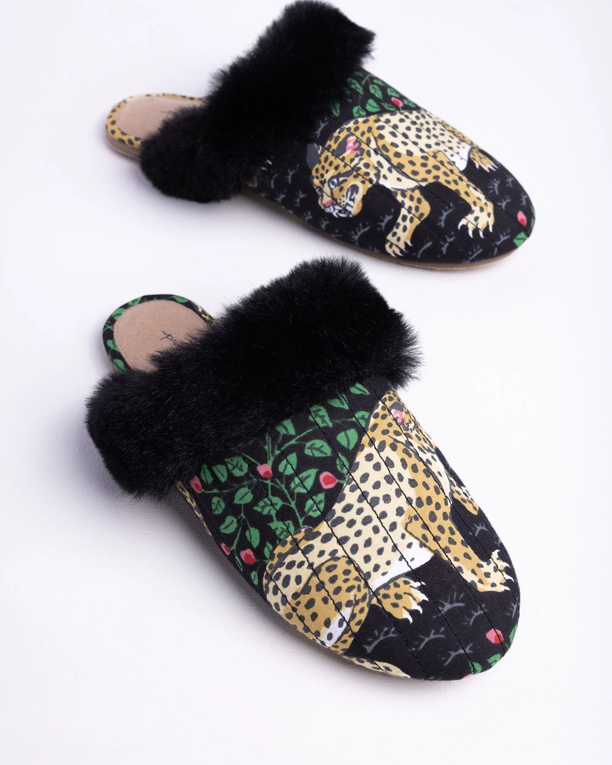 Bagheera - Quilted Faux Fur Slippers - Ink
