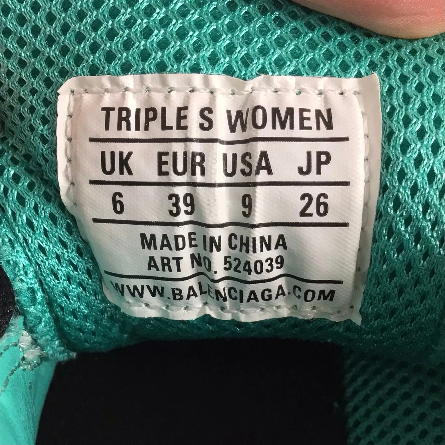Balenciaga Triple S '524039' Turquoise/Grey Colourway Size 6 UK 39 EU
