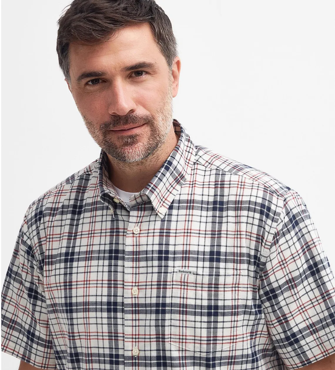 Barbour Drafthill Short Sleeve Shirt Navy/Red Plaid
