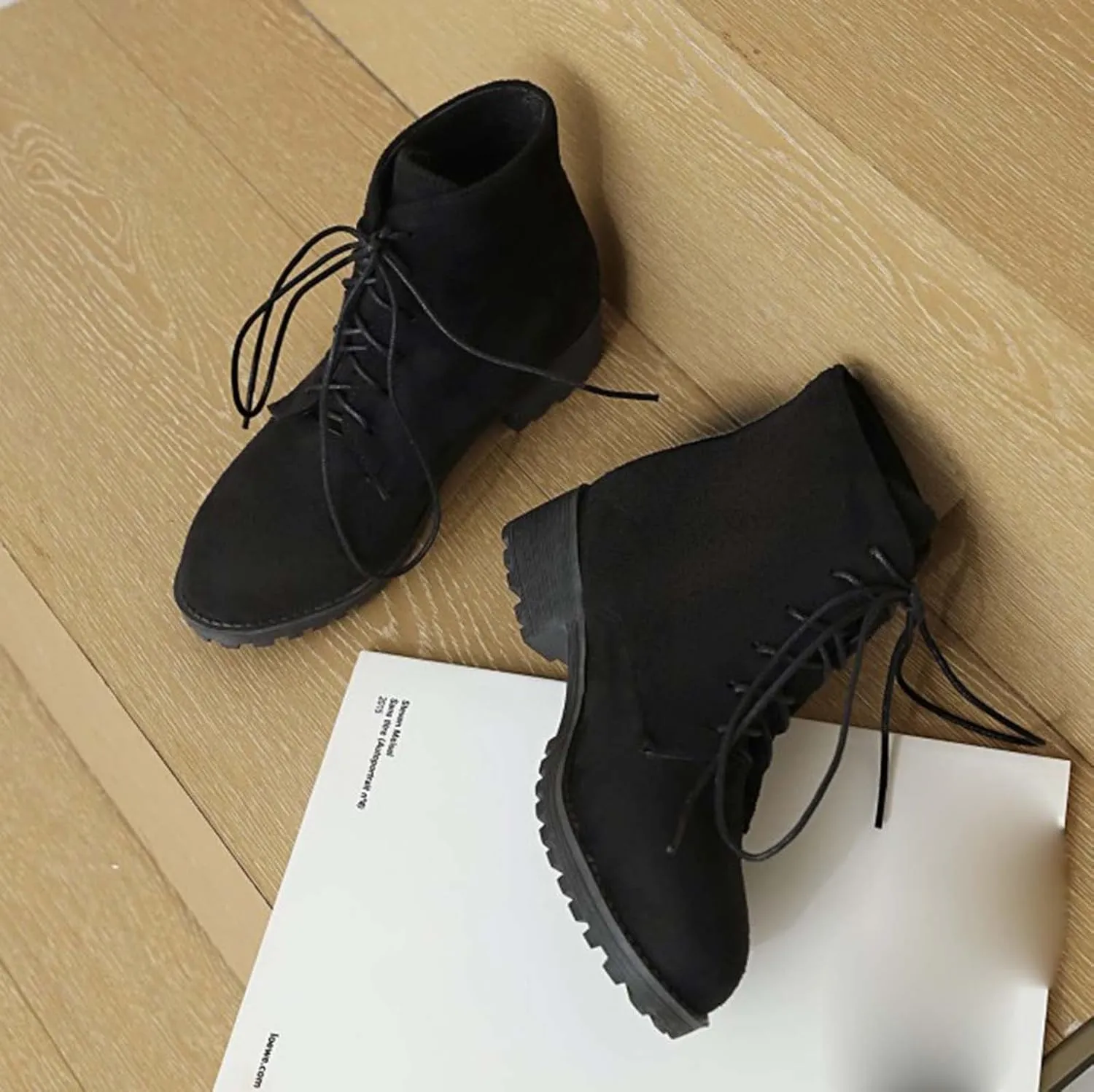 Black Booties for Women Ankle Black Wedge Booties Women Wide Width Boots Work Boot Shoe Laces Men Closed Back Lightweight Breathable Closed Toe Wide Fit Available