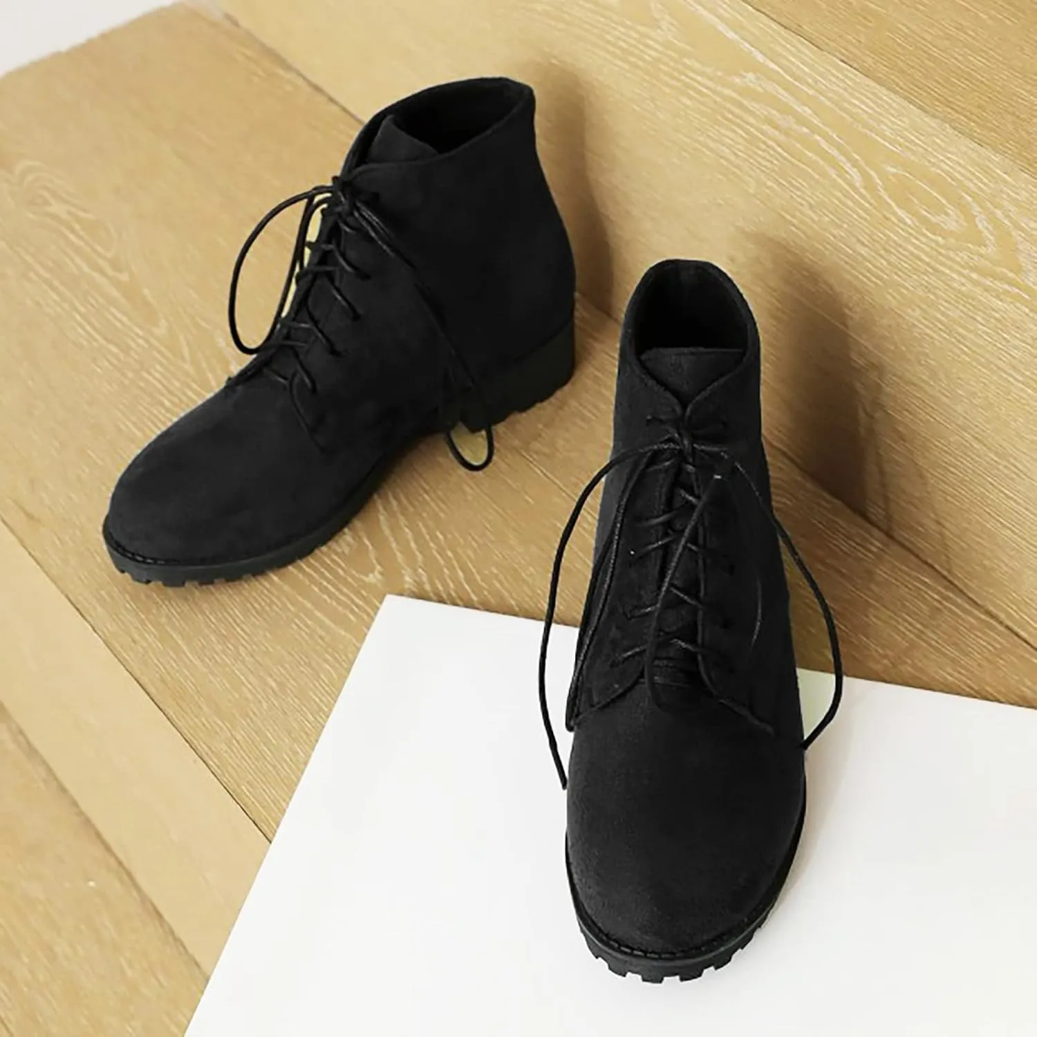 Black Booties for Women Ankle Black Wedge Booties Women Wide Width Boots Work Boot Shoe Laces Men Closed Back Lightweight Breathable Closed Toe Wide Fit Available