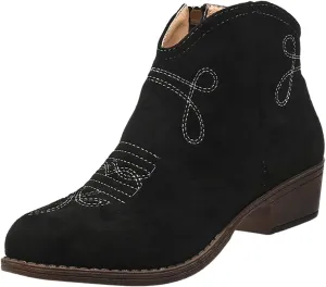 Black Booties for Women Ankle Womens Booties Fall 2024 Brown Boots Women Fall Ankle Barefoot Shoes Women Lightweight Cute Round Toe Pointed Toe Stacked Mid Heel