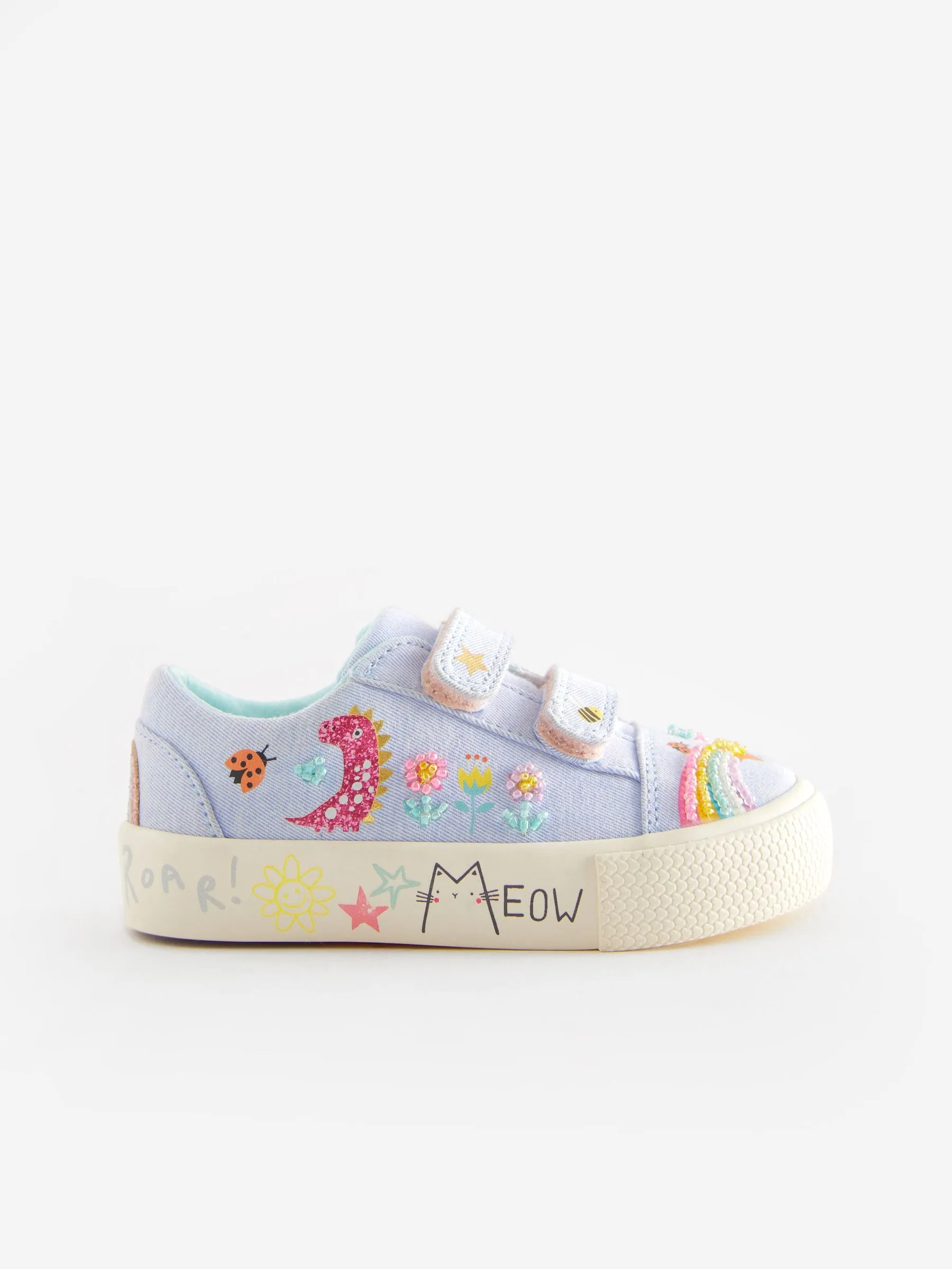 Blue Rainbow Wide Fit (G) Embellished Touch Fasten Strap Trainers