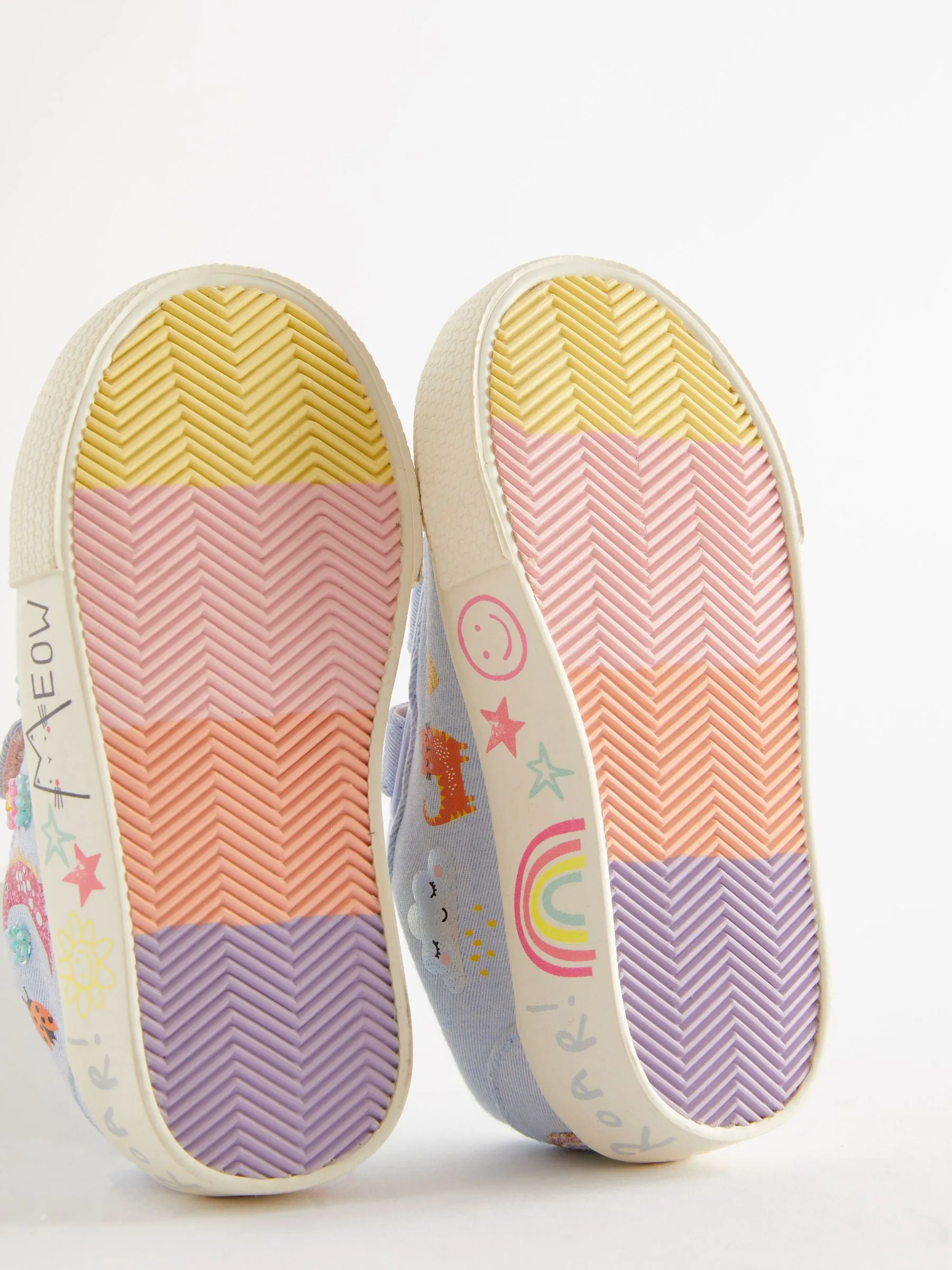 Blue Rainbow Wide Fit (G) Embellished Touch Fasten Strap Trainers