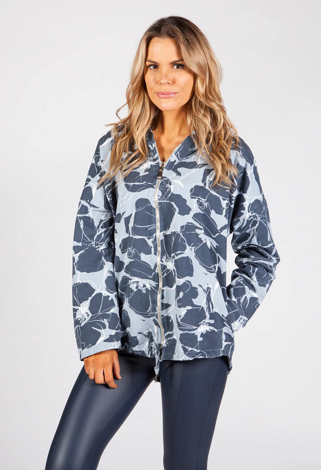 Blue Toned Tropical Print Jacket