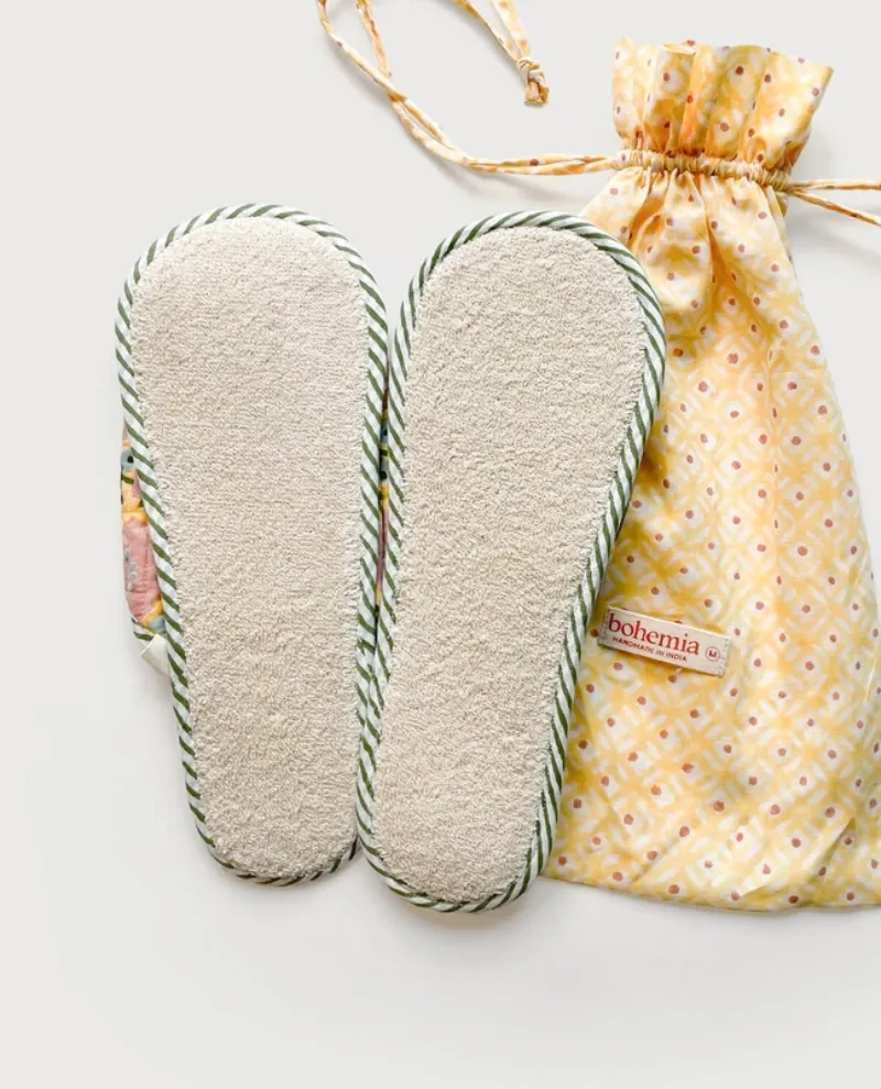 Bohemia Design Buttermilk Block Print Slippers