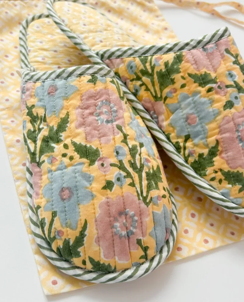 Bohemia Design Buttermilk Block Print Slippers