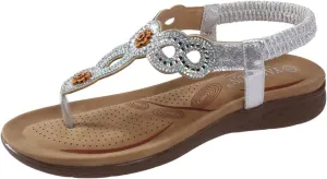 Boots for Women Dressy Summer Retro Orthopedic Sandals Ring Toe Outdoor Flip Flops Flat Heel Beach Slipper