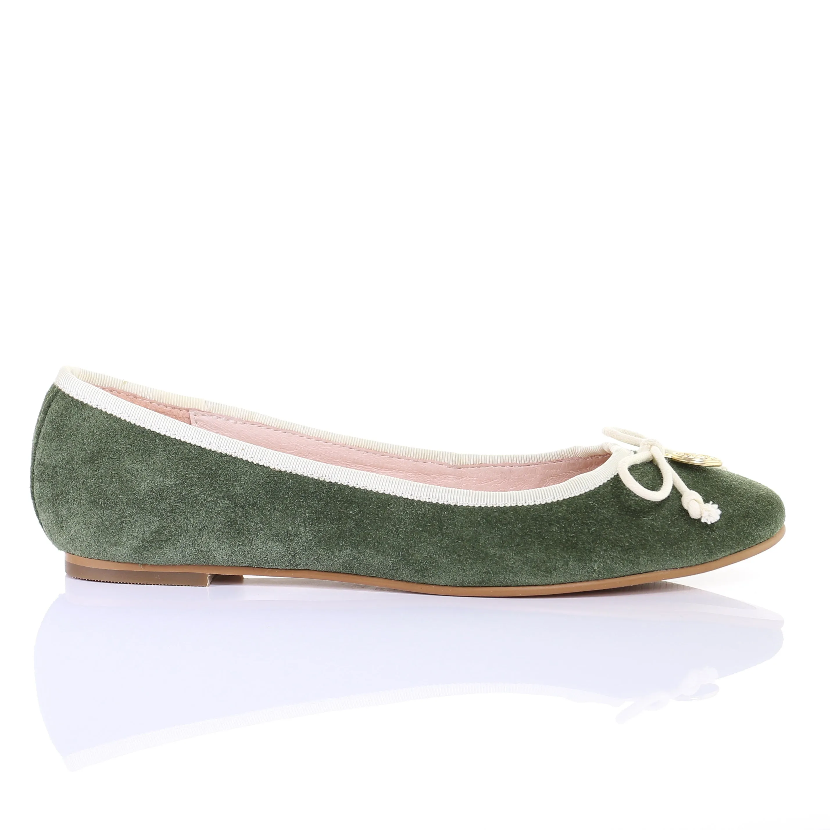 Bow suede ballerina (Green)