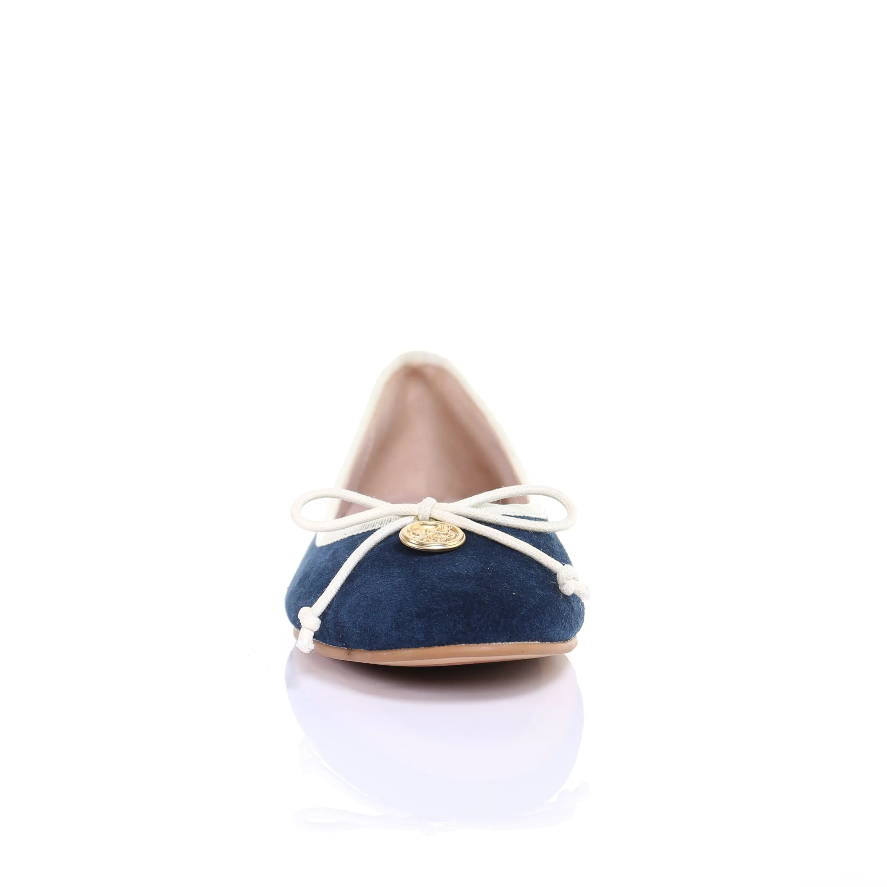 Bow suede ballerina (Navy)