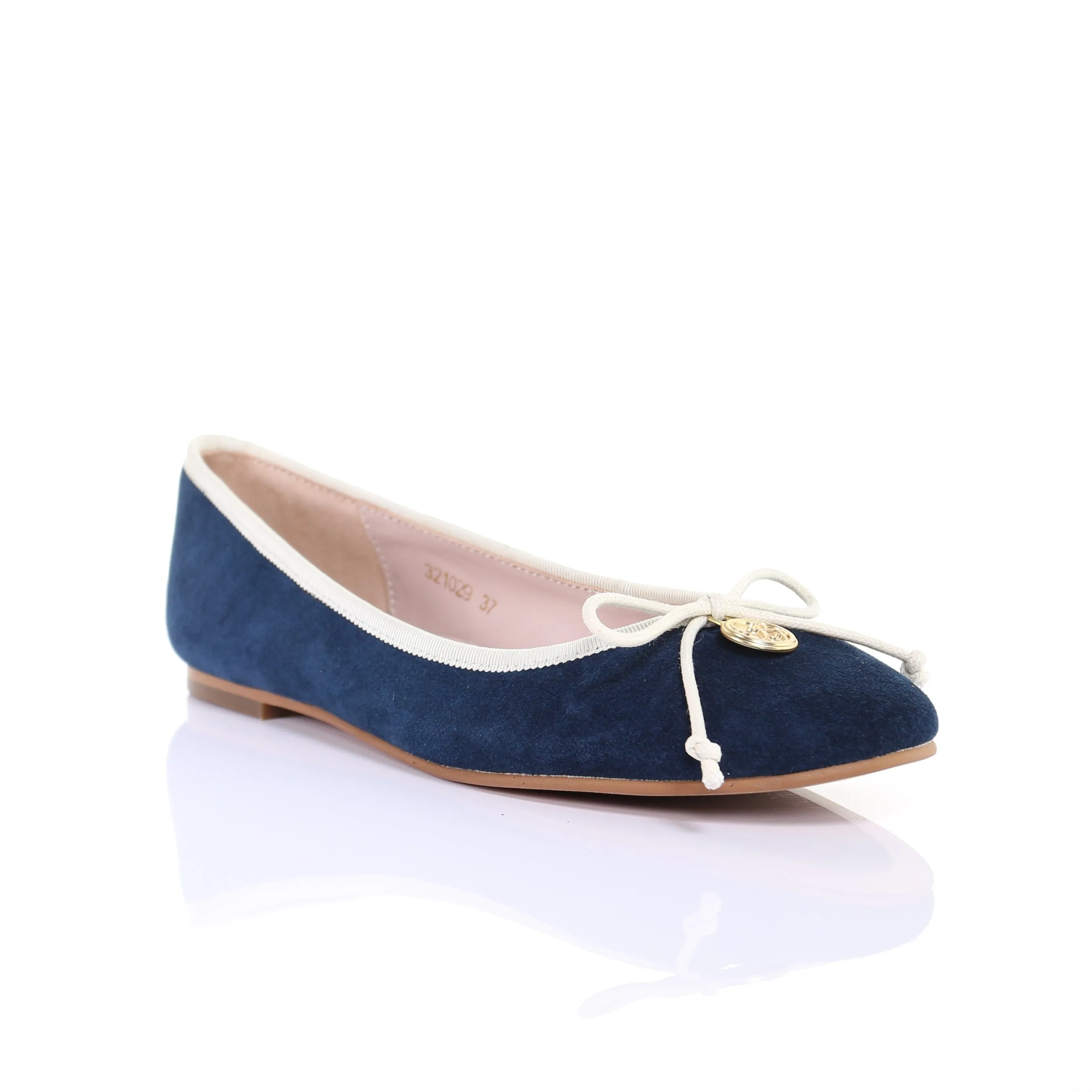 Bow suede ballerina (Navy)