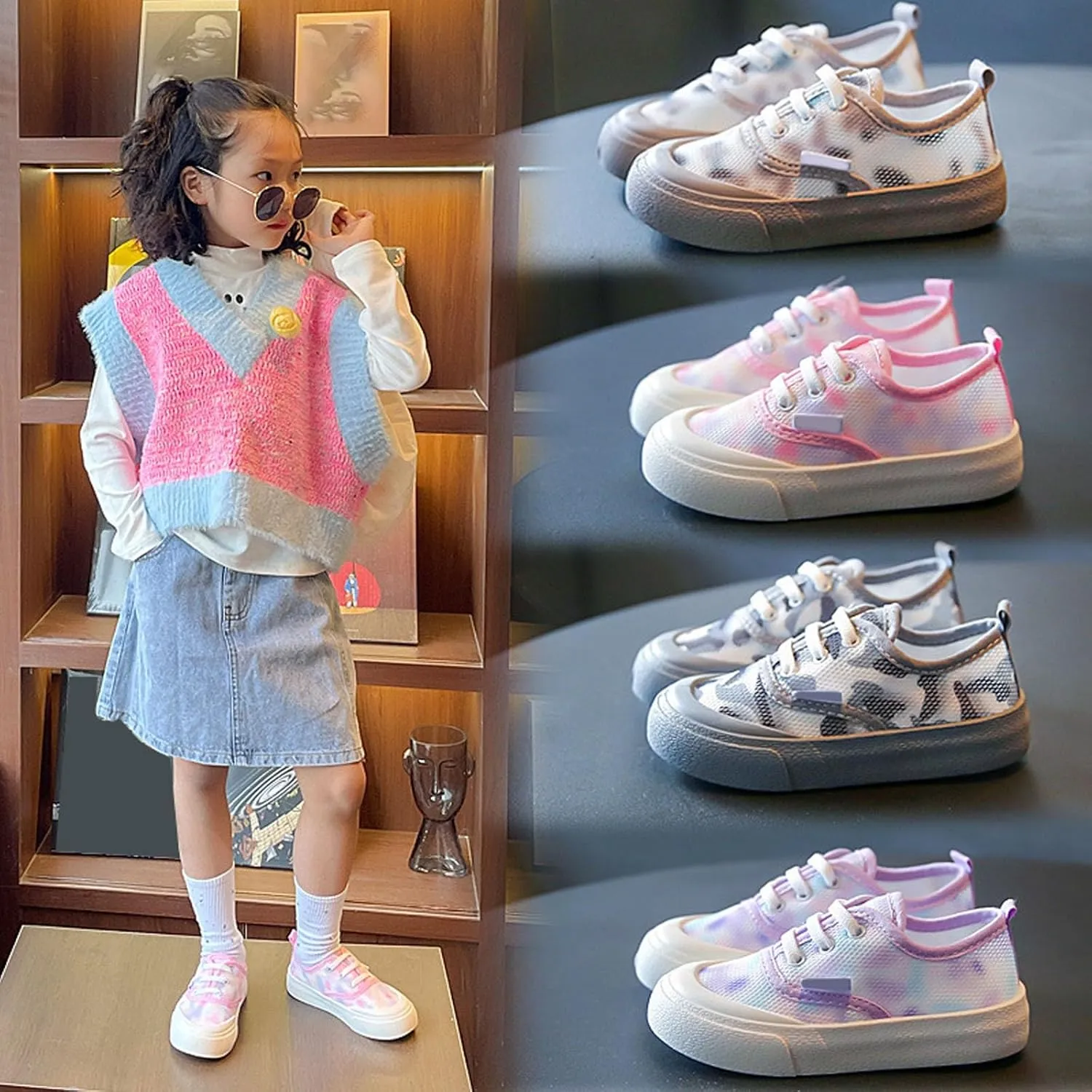Boys Slip on Sneakers Toddler Little Kid Canvas Shoes Girls Low top Slip on Hook and Loop Casual Running Shoes Fashion