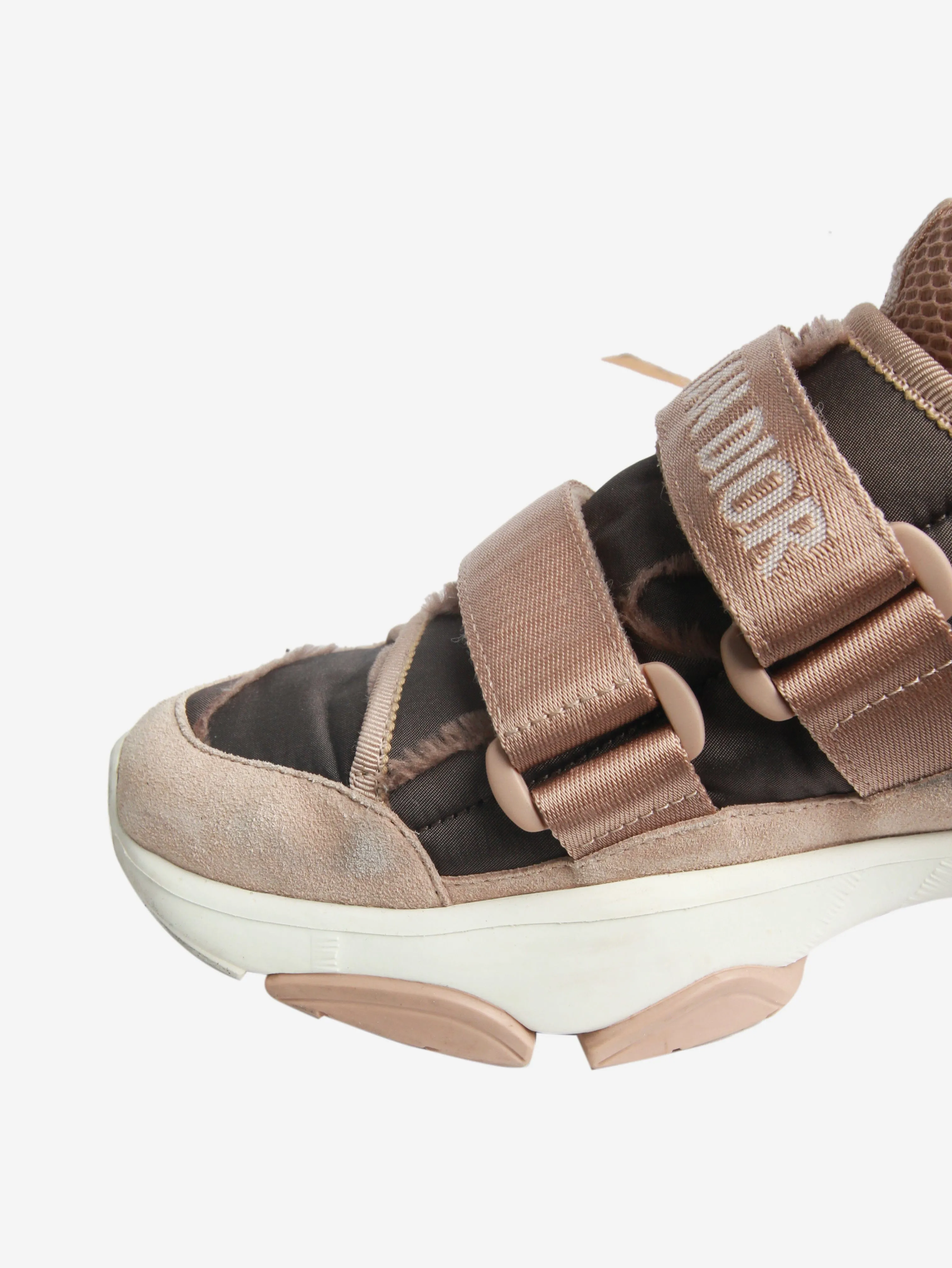 Brown nylon and suede trainers - size EU 37