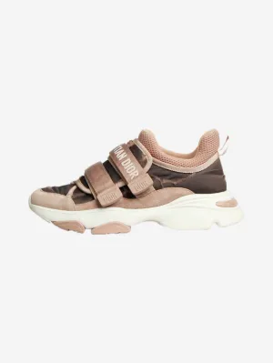 Brown nylon and suede trainers - size EU 37