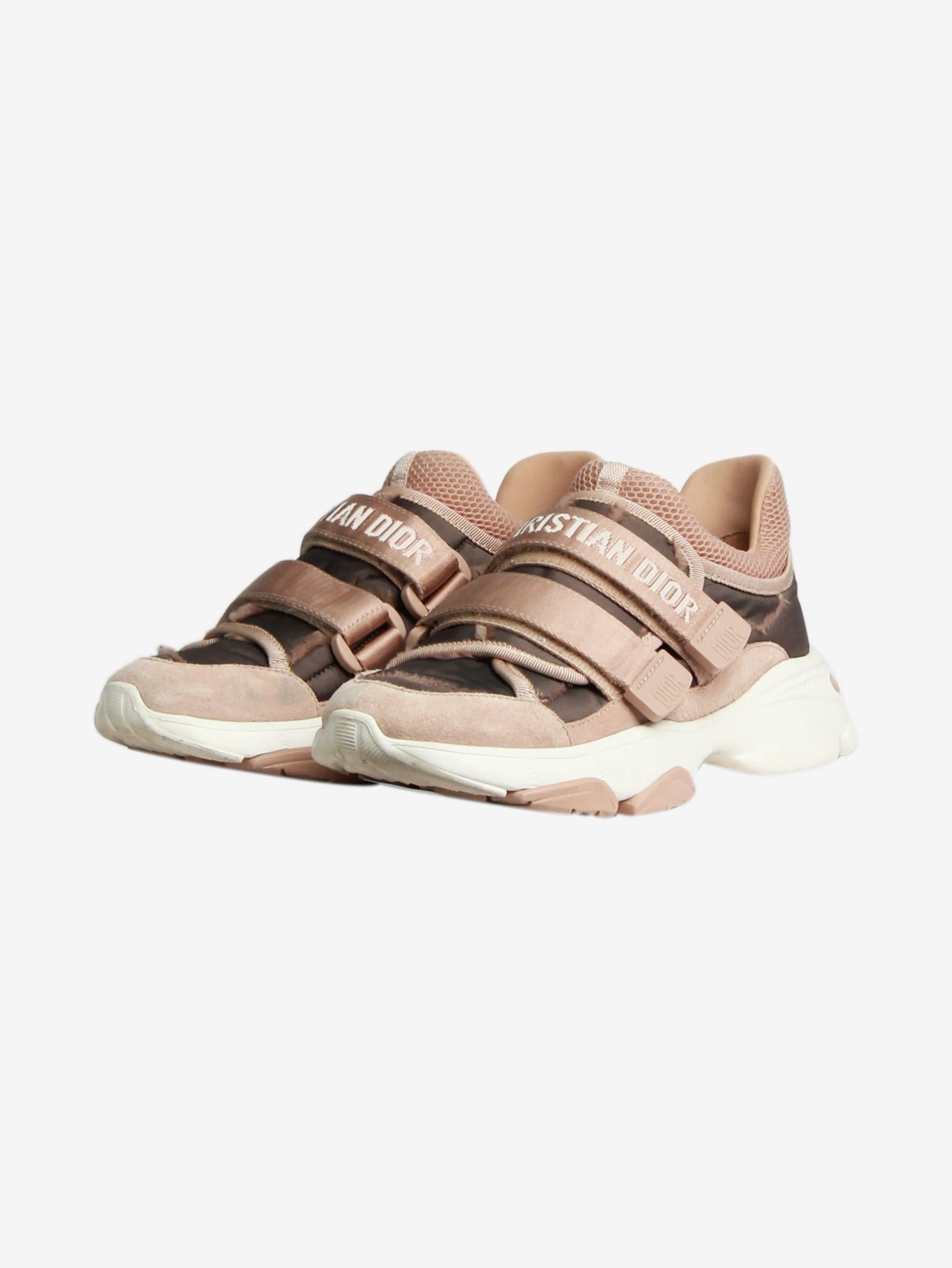 Brown nylon and suede trainers - size EU 37