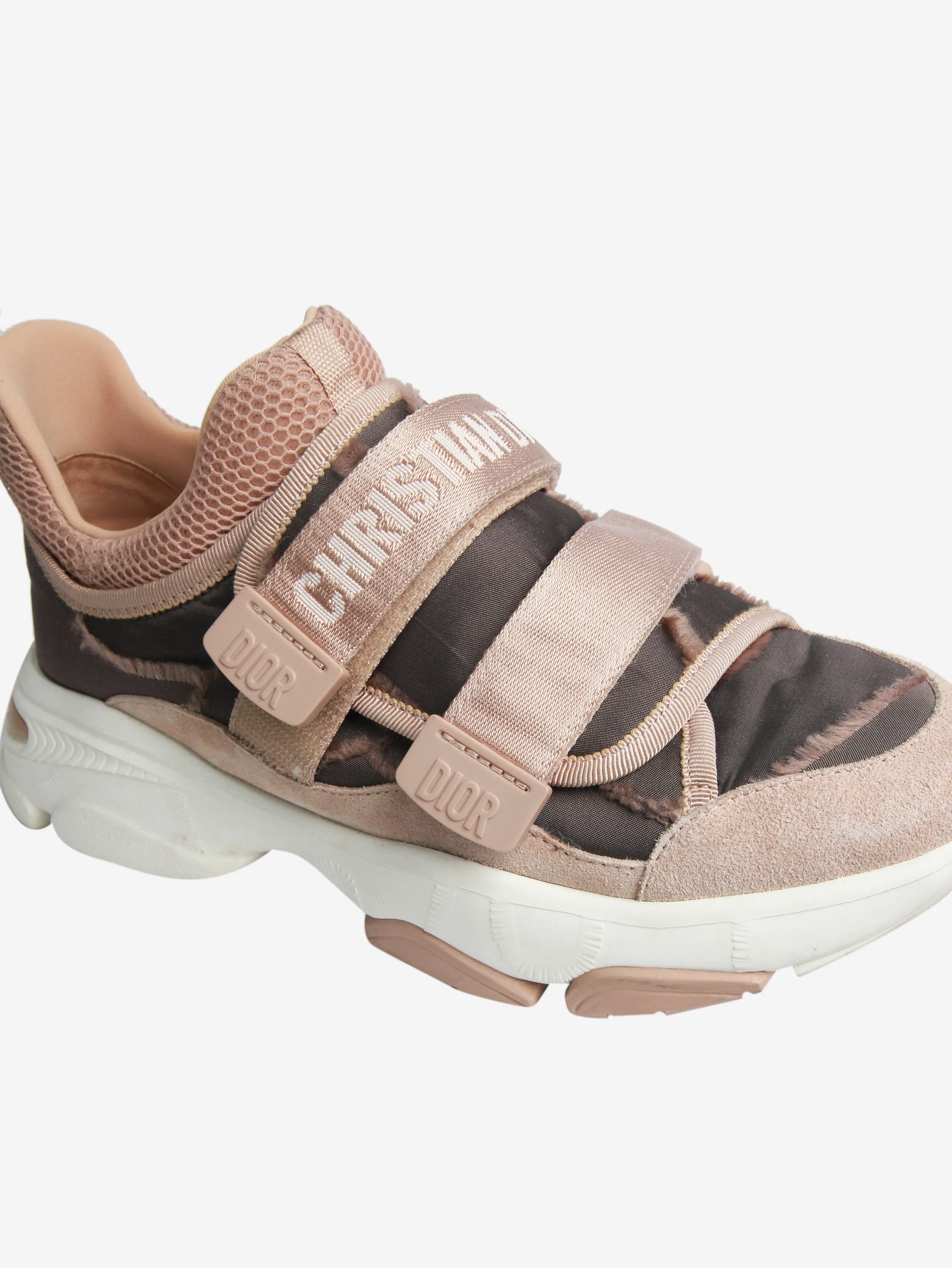 Brown nylon and suede trainers - size EU 37