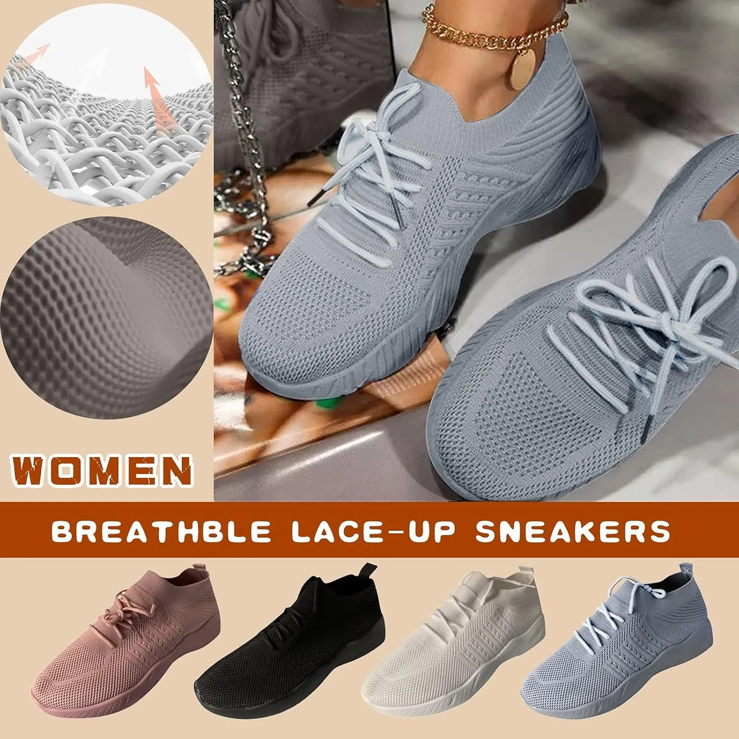 Cathalem Orthopedic Sneakers for Women Comfortable Orthopedic Shoes Mesh Casual Breathable Shoes Women's Diabetic Shoes