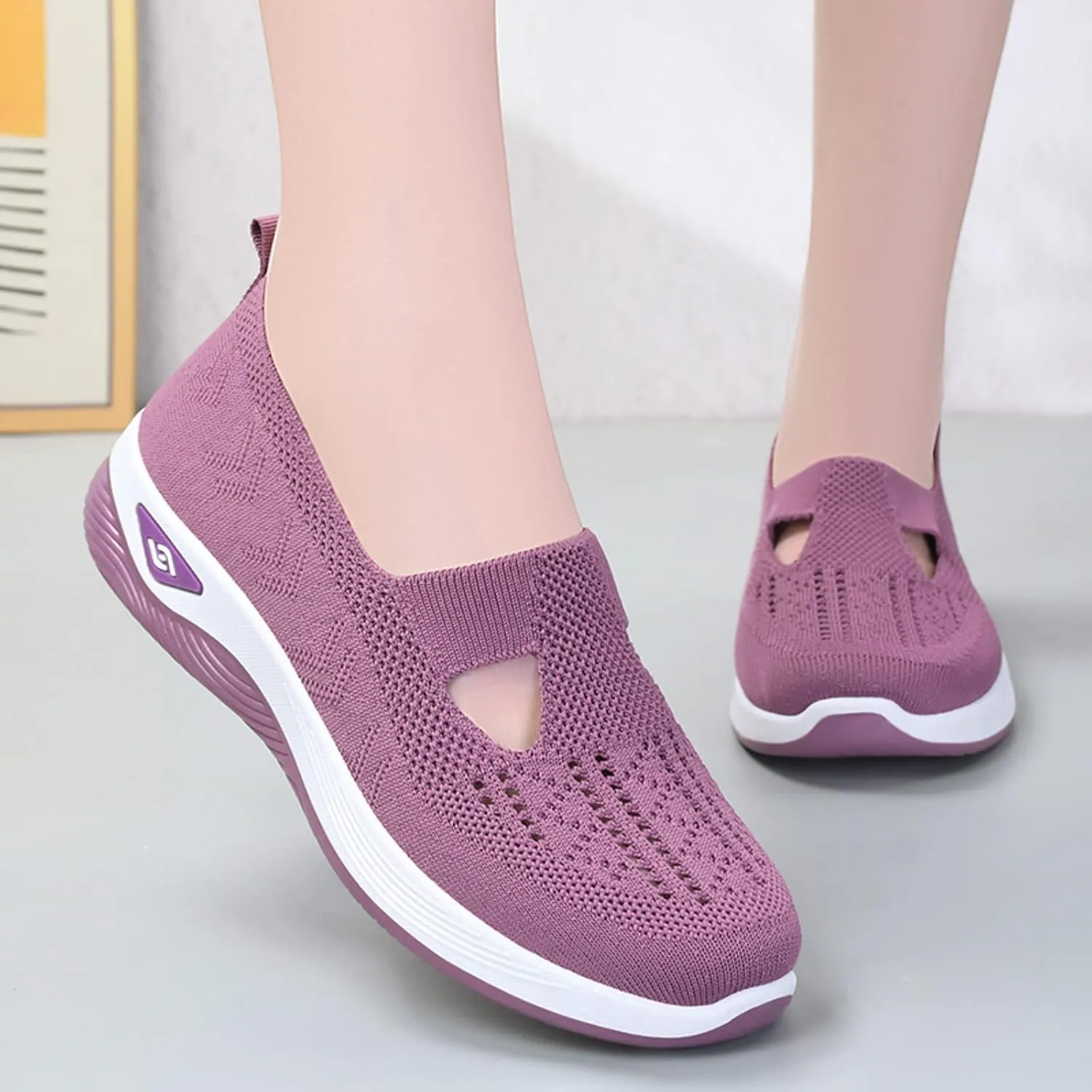 Cathalem Orthopedic Sneakers for Women, Women's Woven Orthopedic Breathable Soft Sole Shoes 2024 Comfortable Mesh Shoes Women