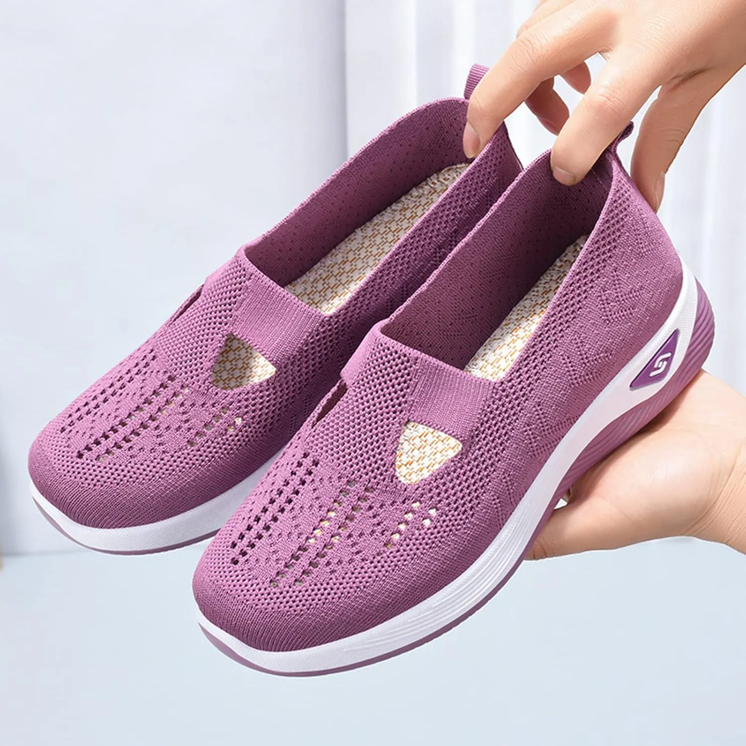 Cathalem Orthopedic Sneakers for Women, Women's Woven Orthopedic Breathable Soft Sole Shoes 2024 Comfortable Mesh Shoes Women