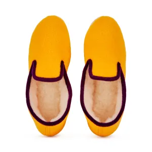 Charentaise Wool Slippers - Yellow/ Purple