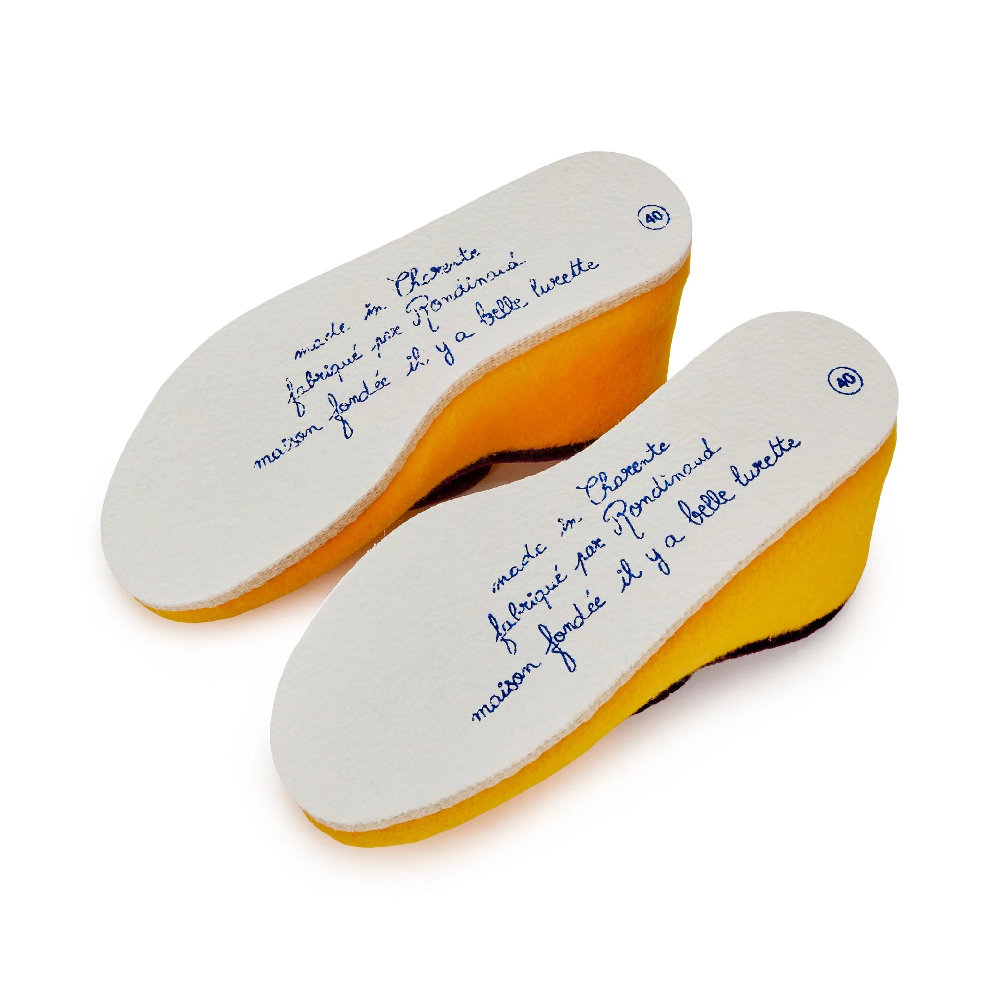 Charentaise Wool Slippers - Yellow/ Purple