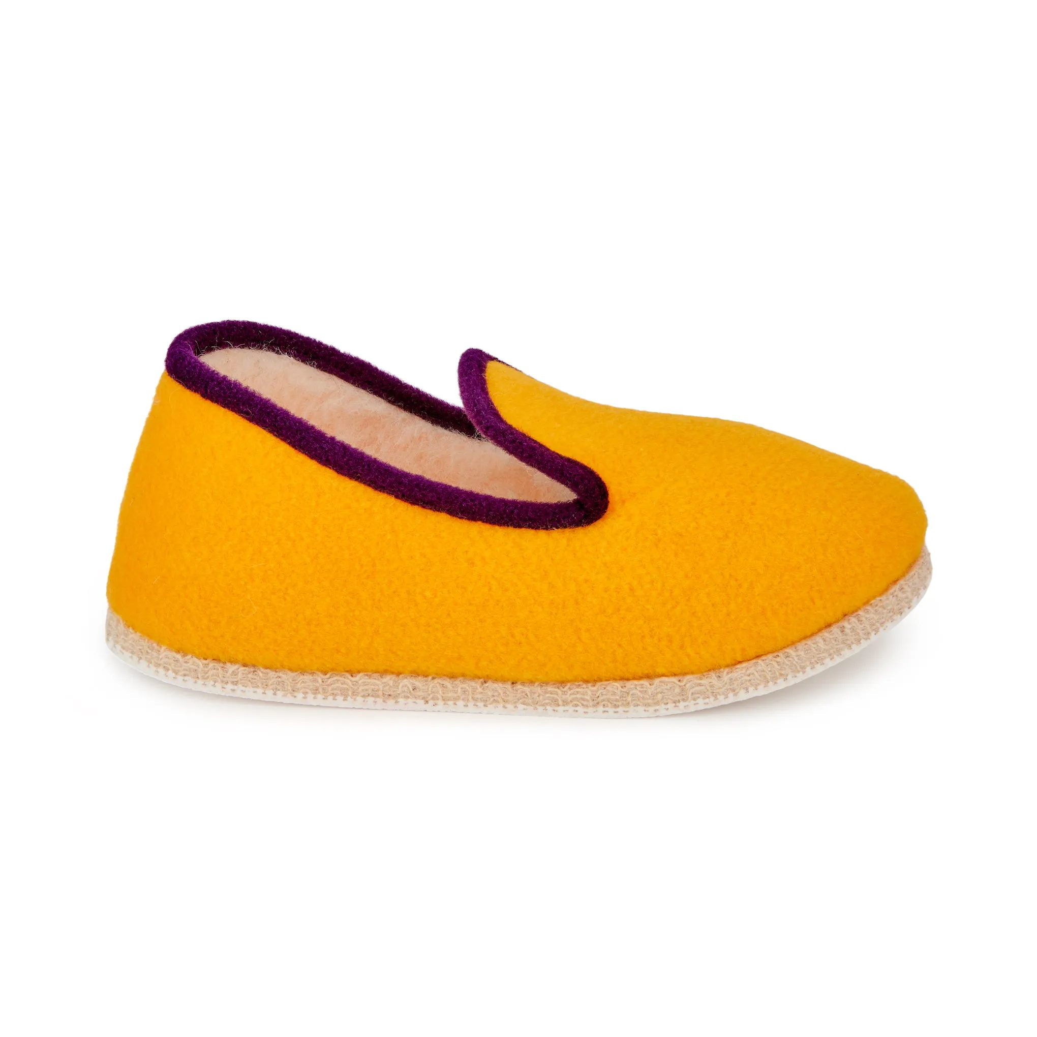Charentaise Wool Slippers - Yellow/ Purple