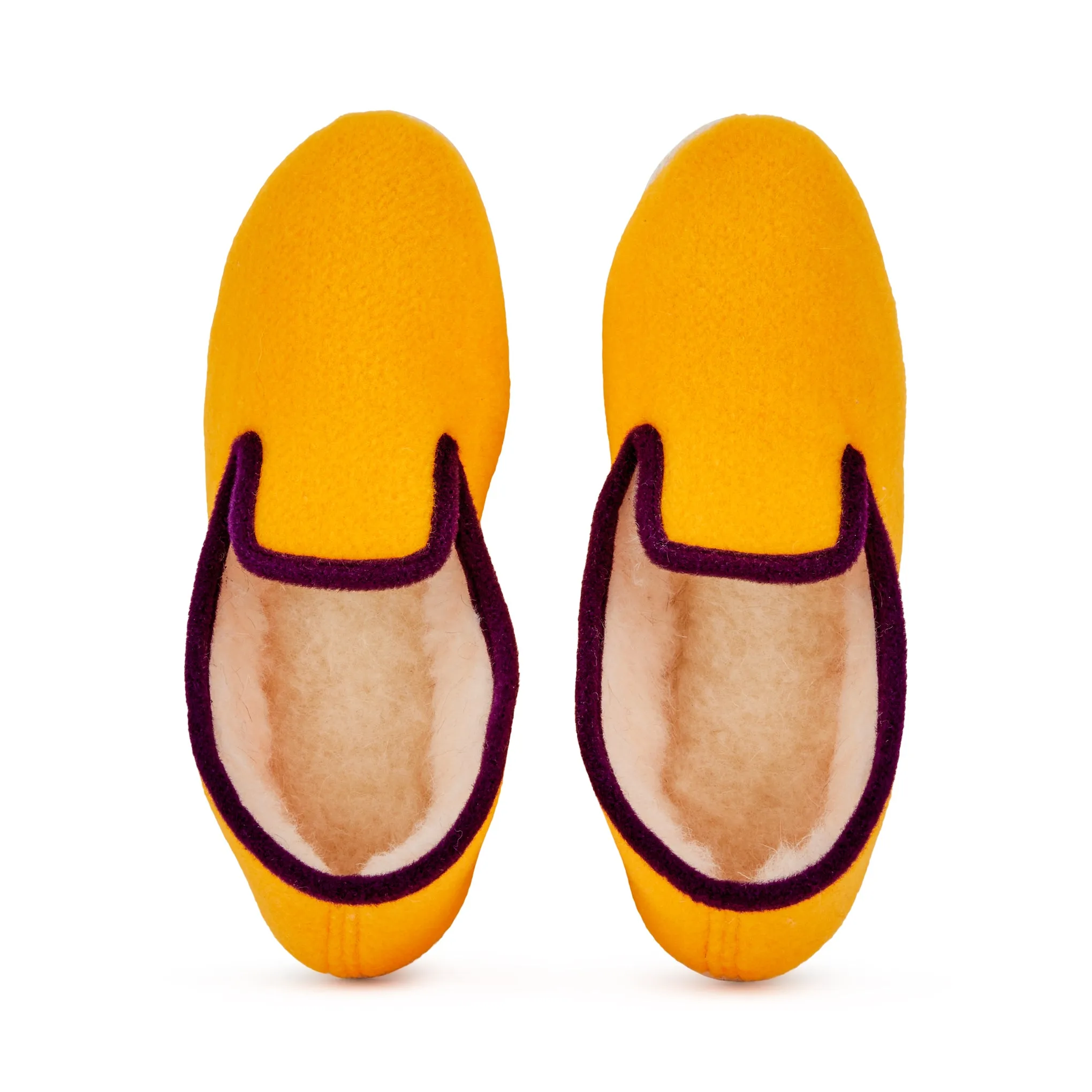 Charentaise Wool Slippers - Yellow/ Purple