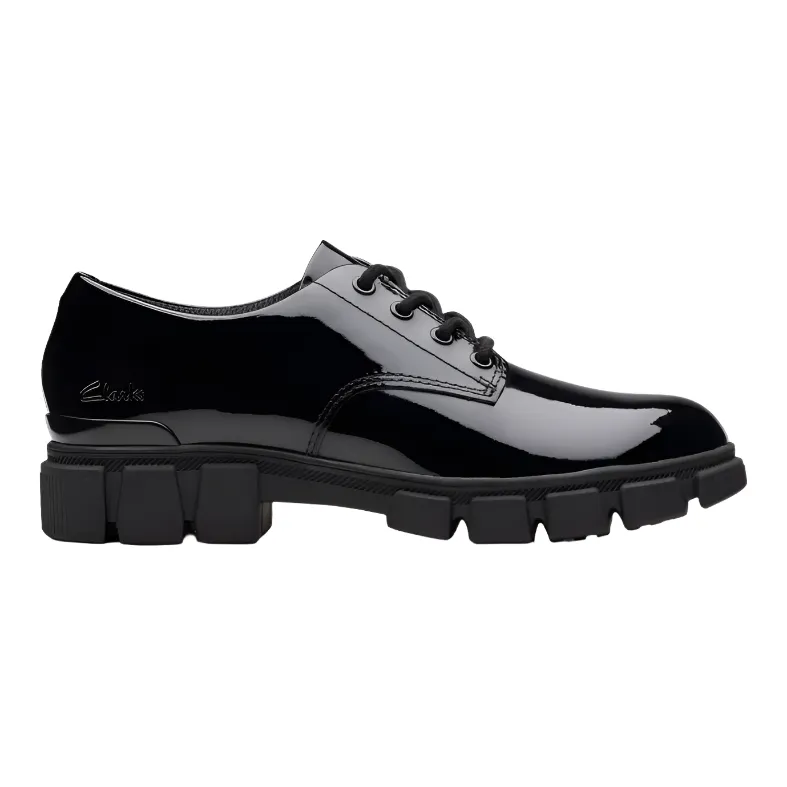 Clarks Girls Shoe Evyn Lace K. Black Patent