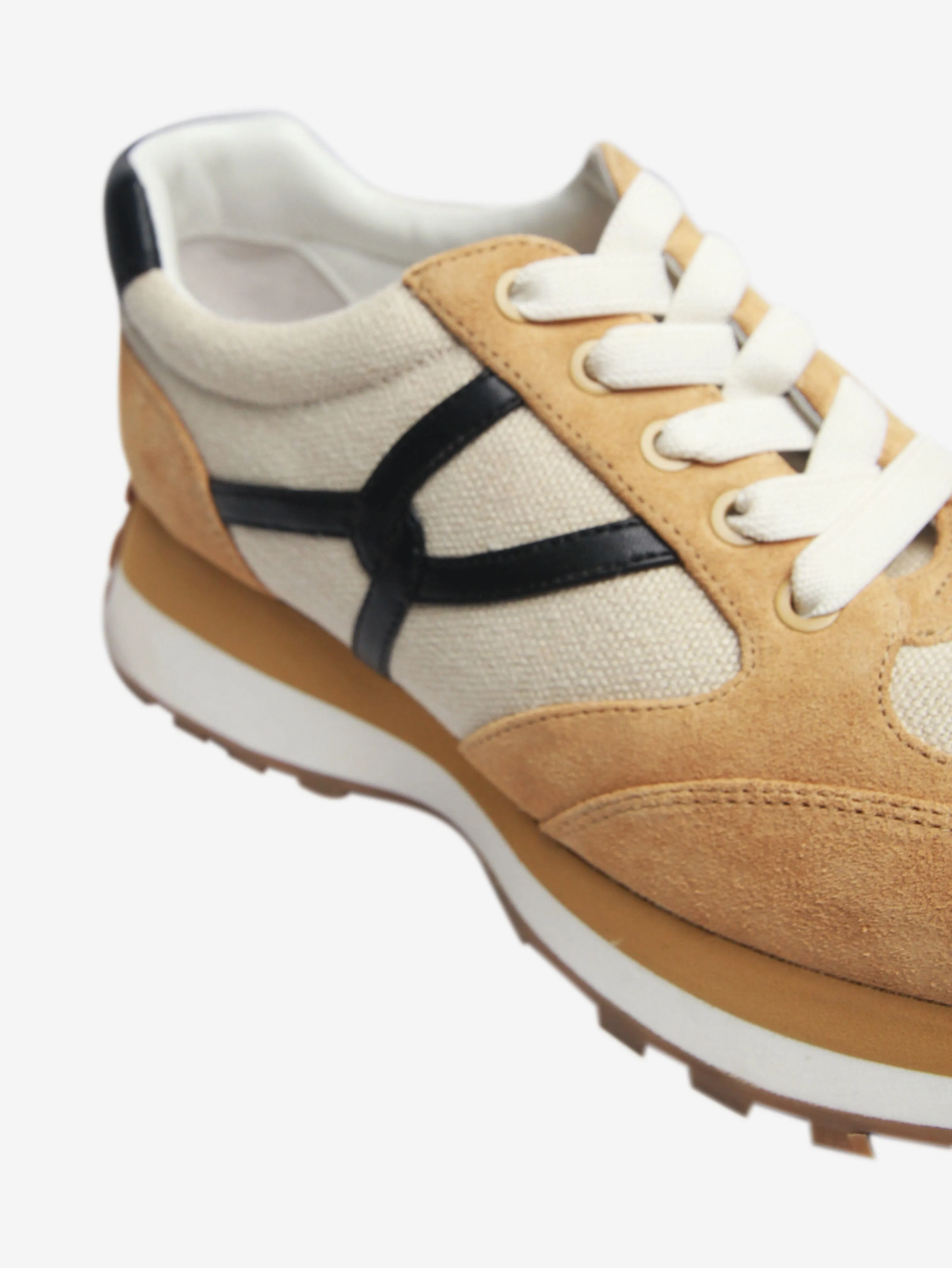 Ecru Valentina suede and canvas trainers - size EU 39.5