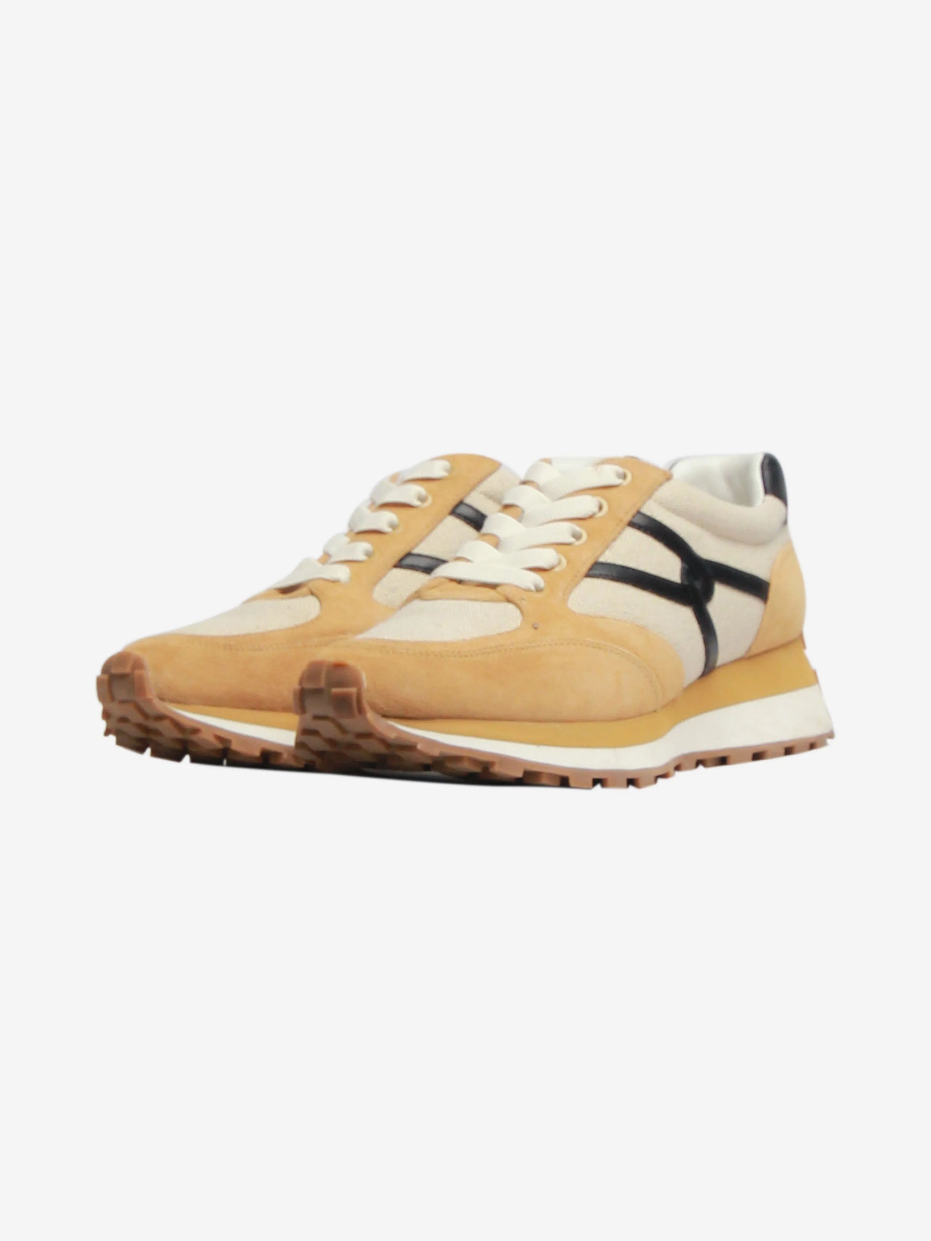 Ecru Valentina suede and canvas trainers - size EU 39.5