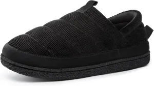 EverFoams Men's Quilted Slippers Soft Comfy Corduroy Closed-back Indoor Outdoor Memory Foam House Shoes