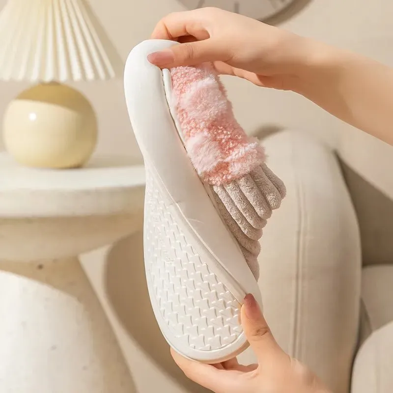 Fuzzy Checkered Slippers