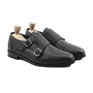 Glacier - Men's Black Pebble Grain Leather Double Monkstrap