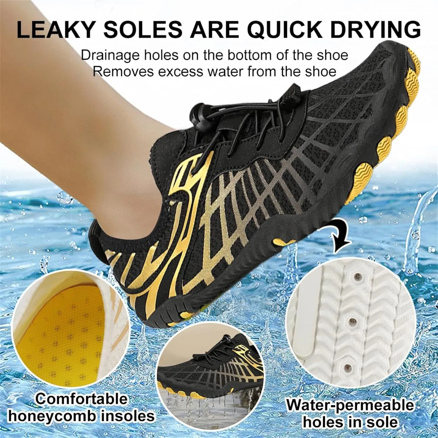 Grounded Footwear for Women Men with Neuropathy Water Shoes Quick-Dry Aqua Socks Swim Beach Barefoot Diabetic Shoes Walking Wide Toe Box Sneakers for Hike Yoga Lightweight Comfortable Breathable