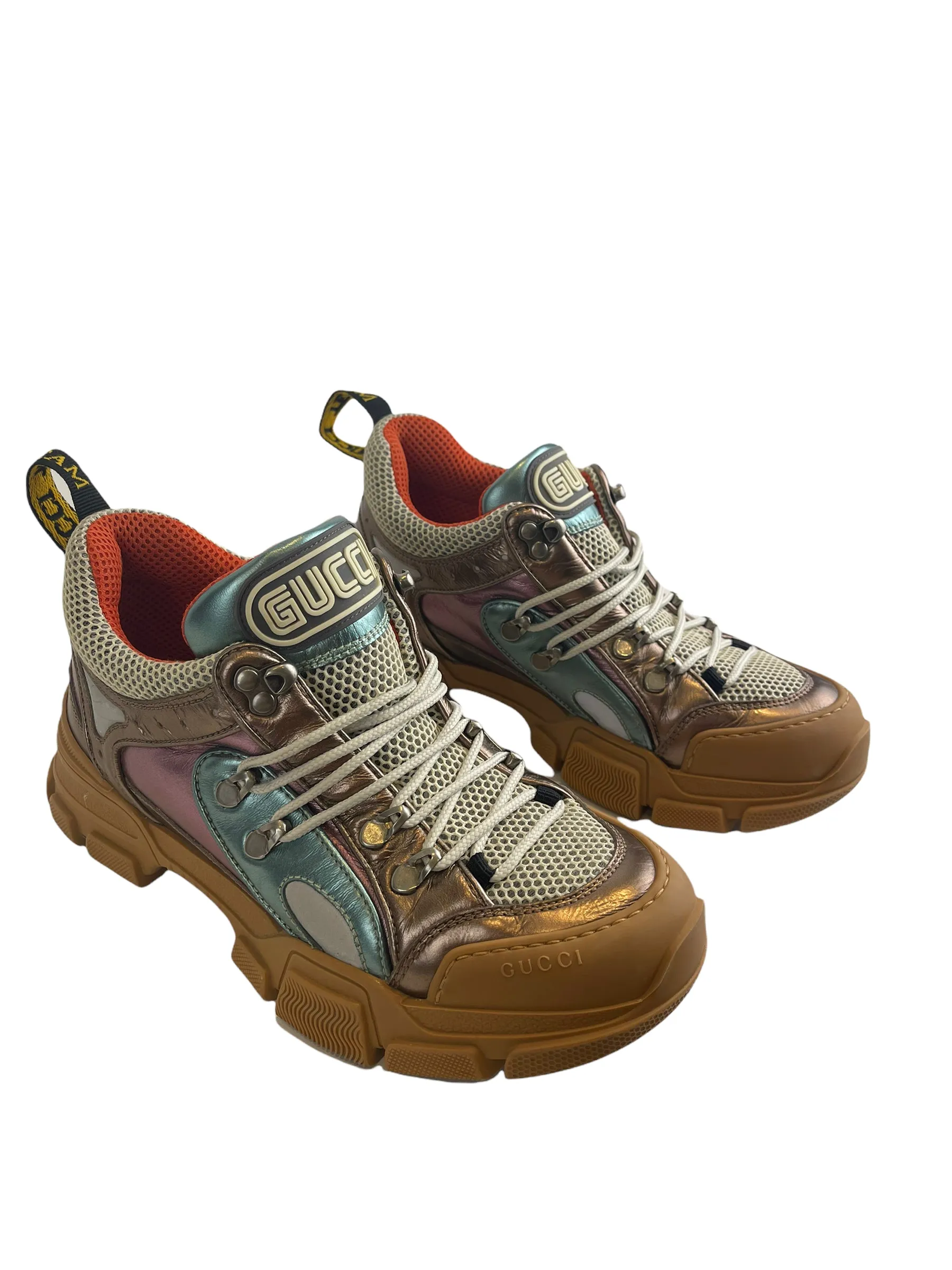 Gucci Flashtrek Metallic Multi-Colored Sneakers - UK 6