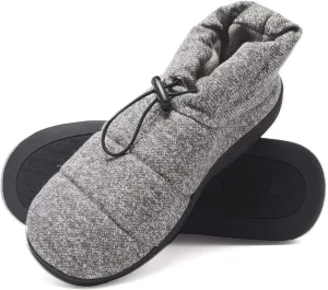 Hanes Men??s Quilted Puffer Bootie Slipper with Adjustable Toggle Indoor/Outdoor