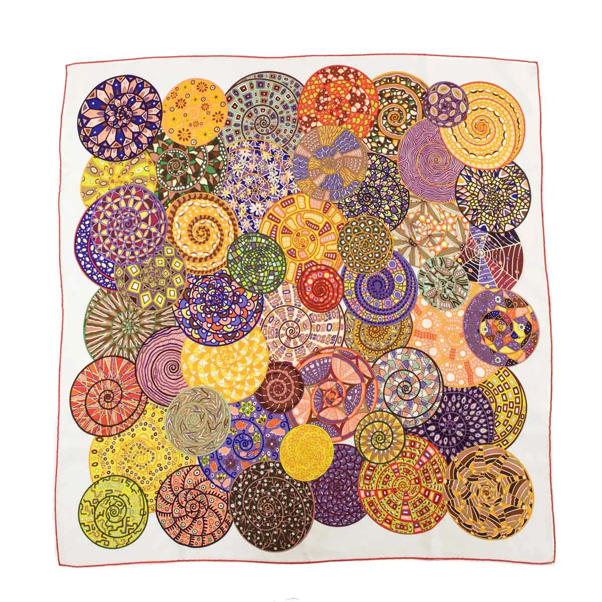 Hermes Orange & Multicolored Silk Reves D'Escargots Scarf 90