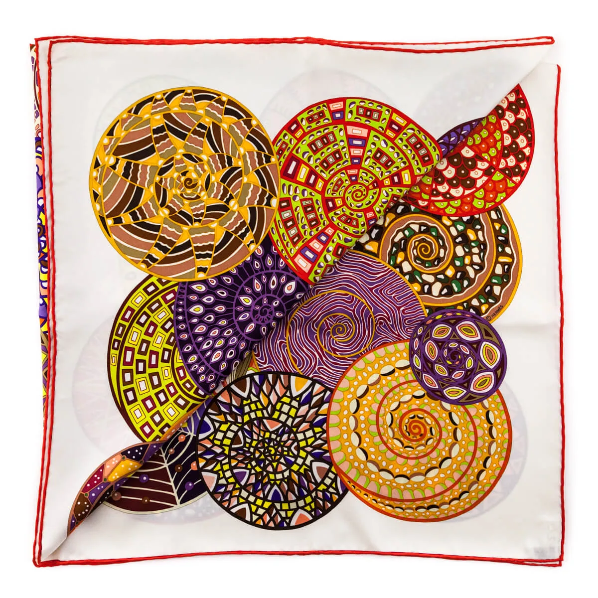Hermes Orange & Multicolored Silk Reves D'Escargots Scarf 90
