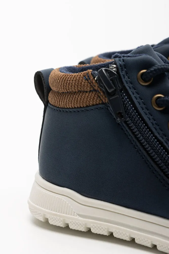 High Top Lace Up Sneaker Navy